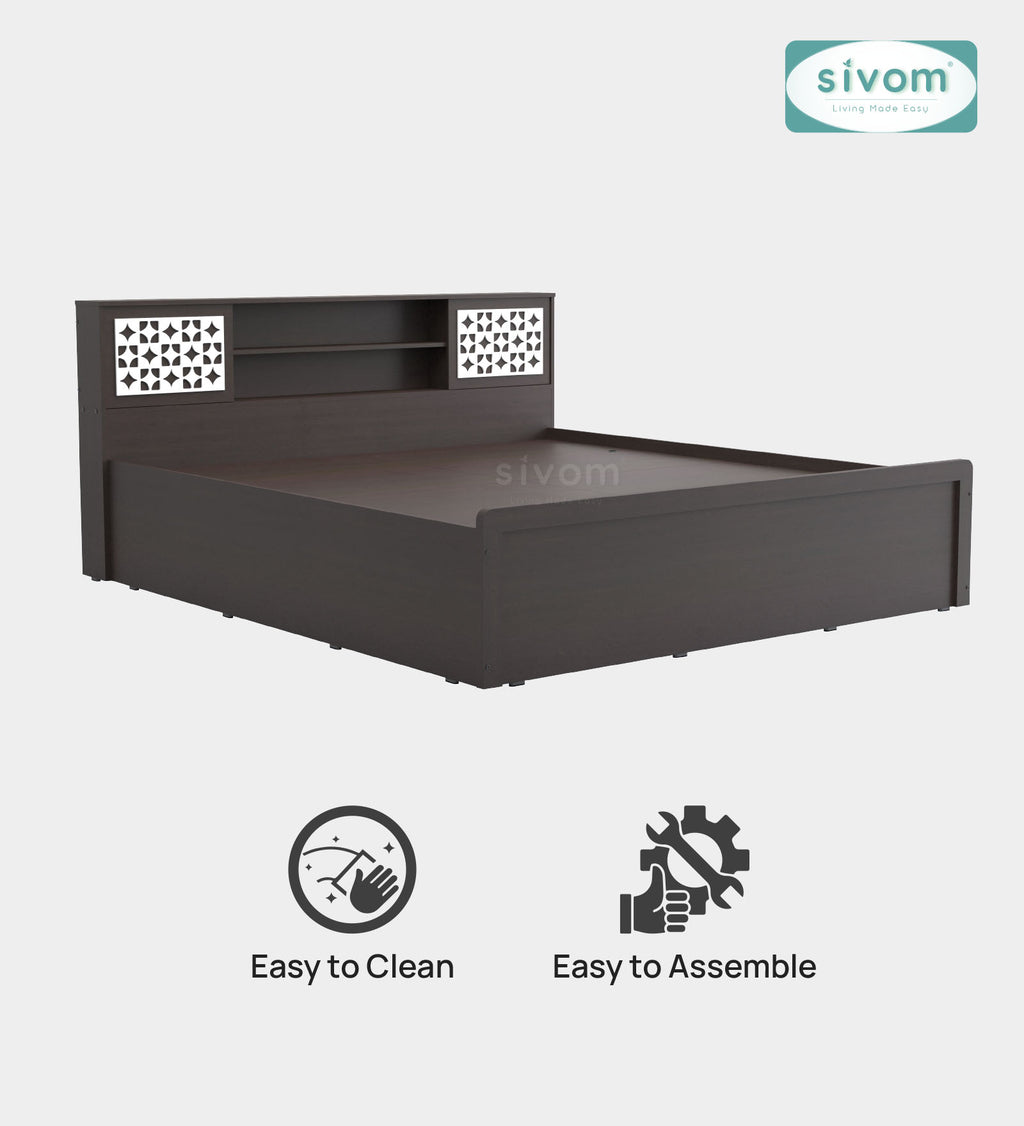 Sivom SIVOM Orient Modular Box Bed with Storage Engineered Wood King Box Bed for Modern Homes | Elegant Design & Premium Finish
