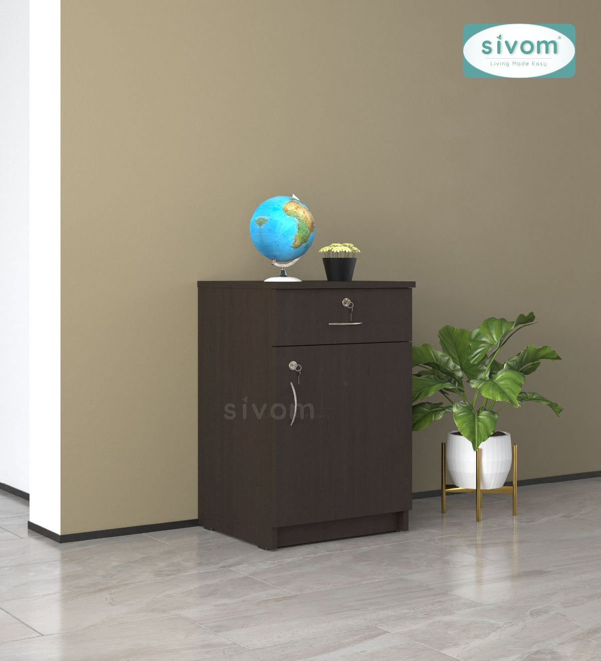 SIVOM OSLO Multipurpose Storage Drawer/Study/Home/Office Engineered Wood Close Book Shelf  for Modern Homes | Elegant Design & Premium Finish