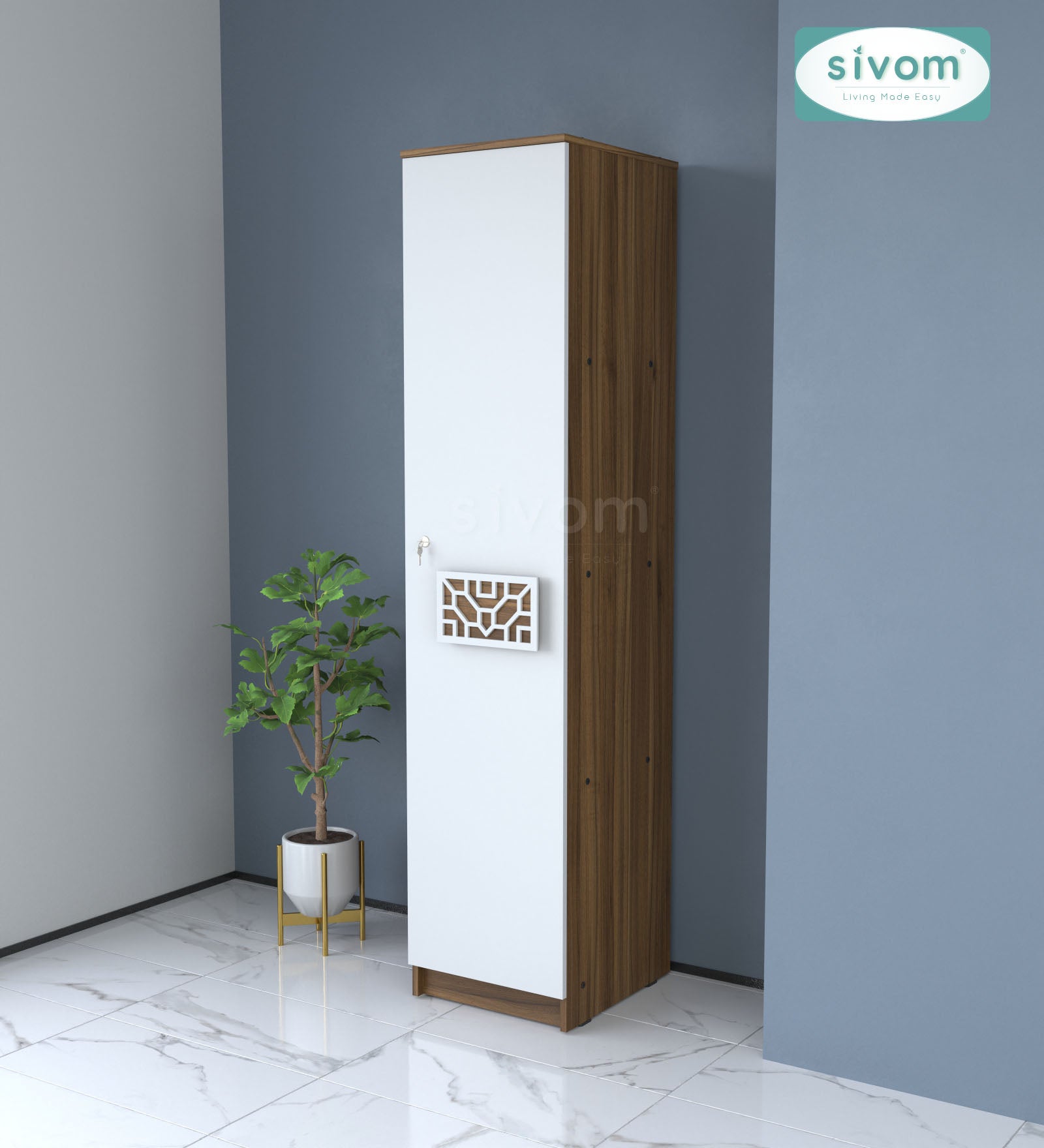 Sivom SIVOM Palette Multipurpose 1 Door Wardrobe / Spacious 4 Shelves with Drawer Engineered Wood 1 Door Wardrobe for Modern Homes | Elegant Design & Premium Finish