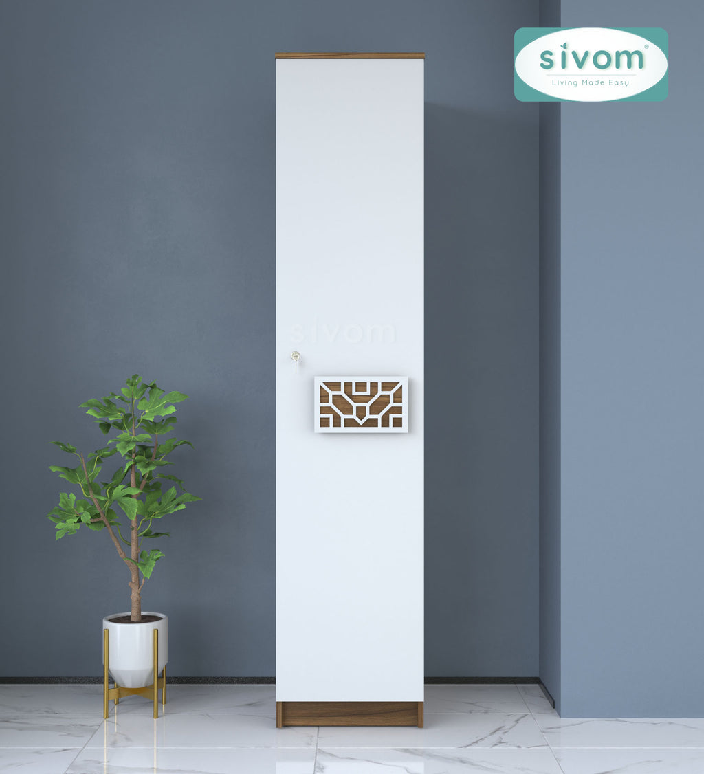 Sivom SIVOM Palette Multipurpose 1 Door Wardrobe / Spacious 4 Shelves with Drawer Engineered Wood 1 Door Wardrobe for Modern Homes | Elegant Design & Premium Finish