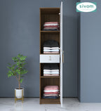 Sivom SIVOM Palette Multipurpose 1 Door Wardrobe / Spacious 4 Shelves with Drawer Engineered Wood 1 Door Wardrobe for Modern Homes | Elegant Design & Premium Finish