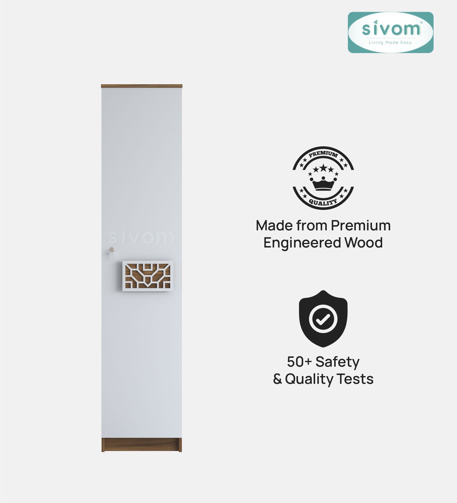 Sivom SIVOM Palette Multipurpose 1 Door Wardrobe / Spacious 4 Shelves with Drawer Engineered Wood 1 Door Wardrobe for Modern Homes | Elegant Design & Premium Finish