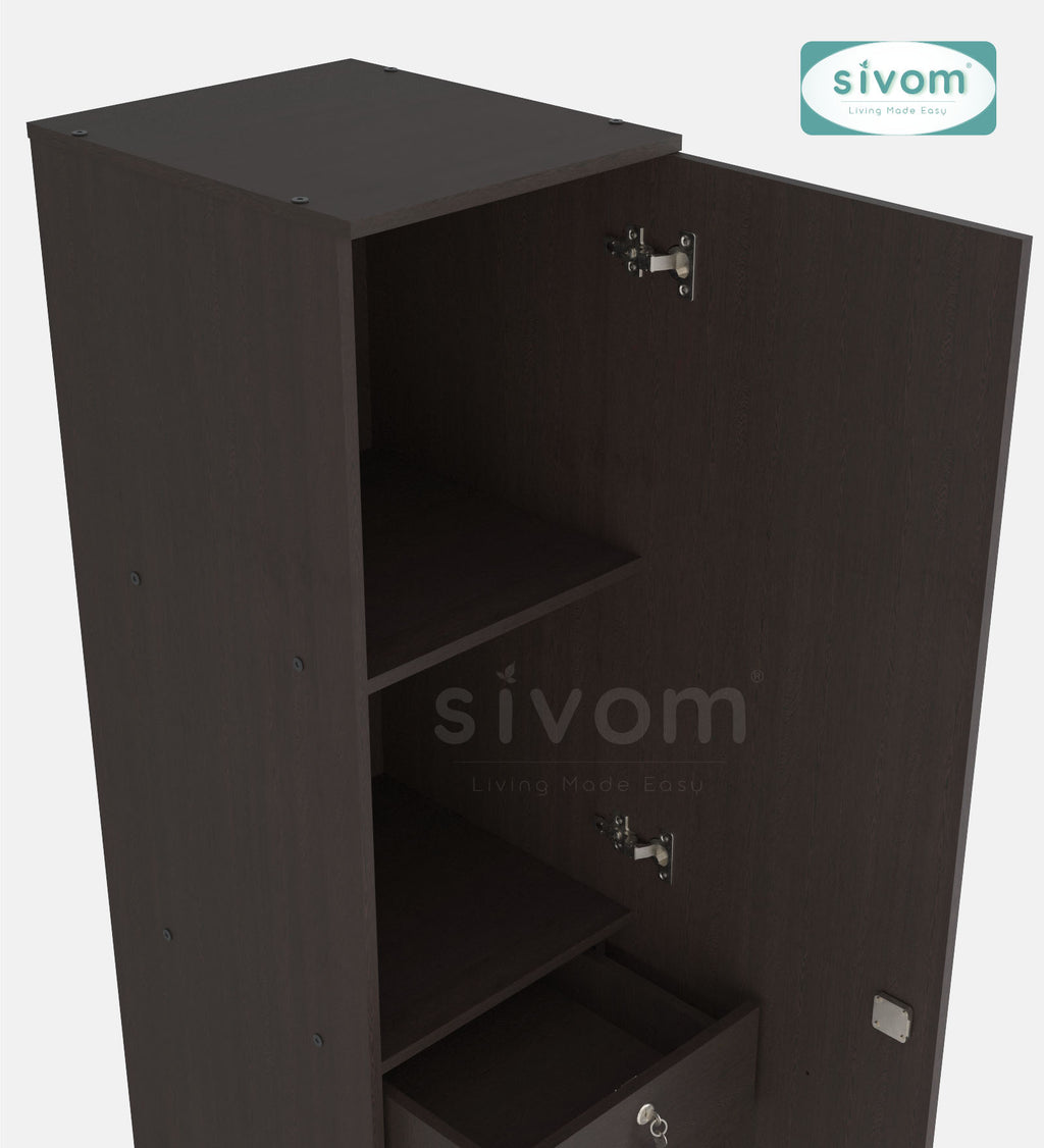 Sivom SIVOM Palette Multipurpose 1 Door Wardrobe / Spacious 4 Shelves with Drawer Engineered Wood 1 Door Wardrobe for Modern Homes | Elegant Design & Premium Finish