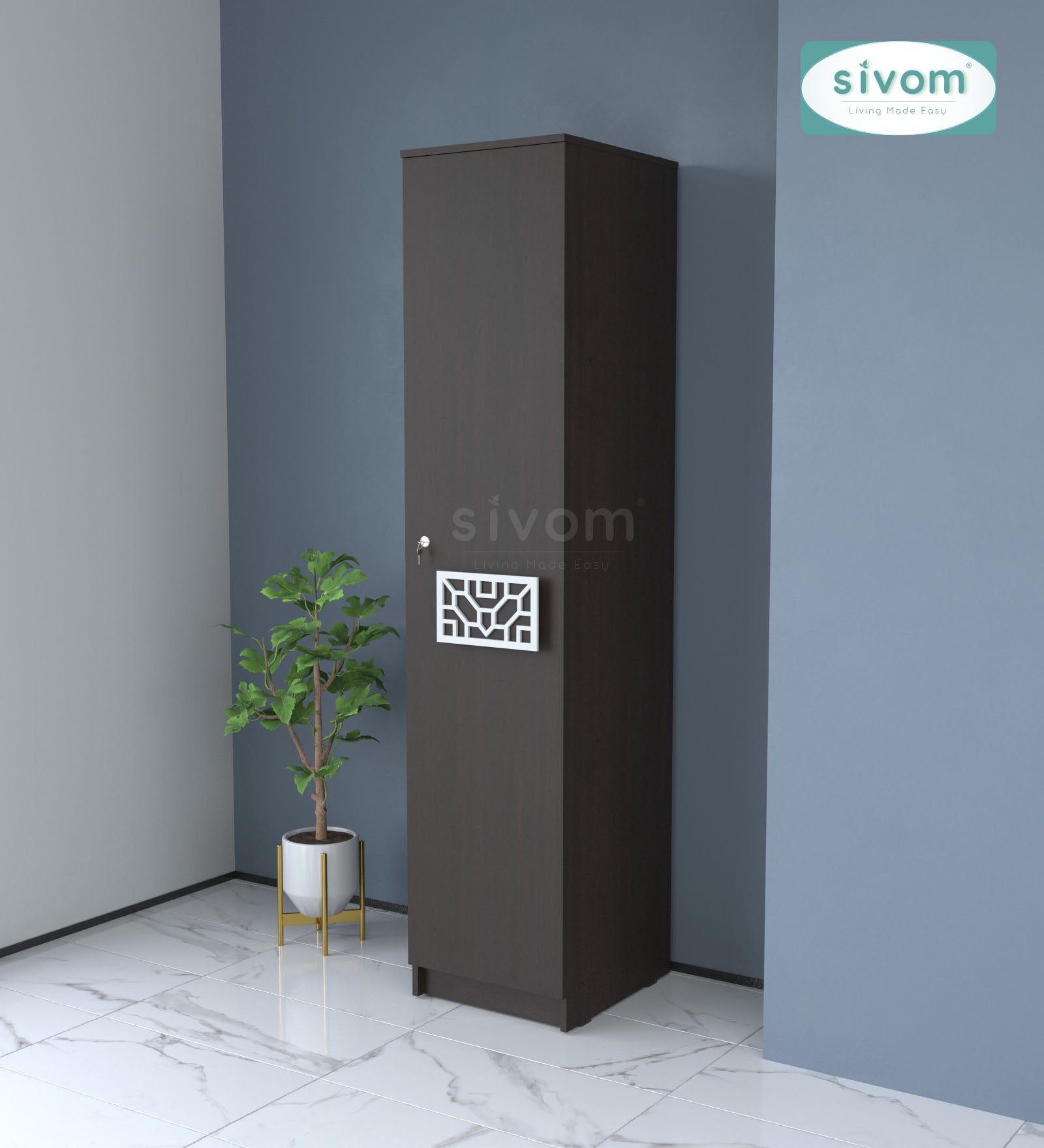 Sivom SIVOM Palette Multipurpose 1 Door Wardrobe / Spacious 4 Shelves with Drawer Engineered Wood 1 Door Wardrobe for Modern Homes | Elegant Design & Premium Finish