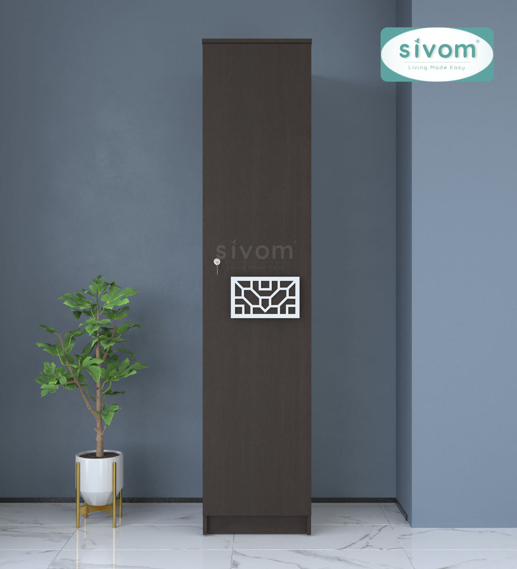 Sivom SIVOM Palette Multipurpose 1 Door Wardrobe / Spacious 4 Shelves with Drawer Engineered Wood 1 Door Wardrobe for Modern Homes | Elegant Design & Premium Finish