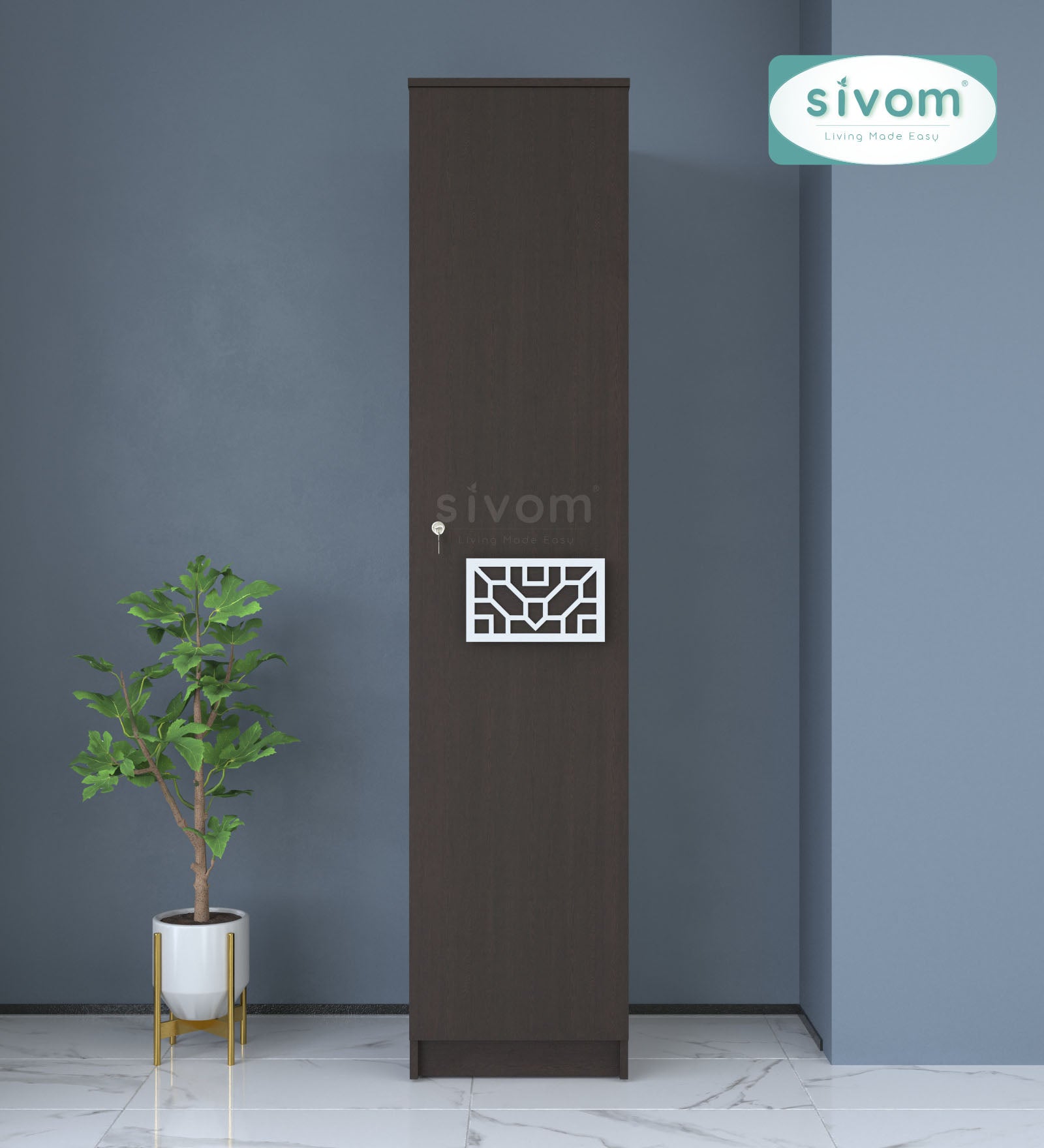 Sivom SIVOM Palette Multipurpose 1 Door Wardrobe / Spacious 4 Shelves with Drawer Engineered Wood 1 Door Wardrobe for Modern Homes | Elegant Design & Premium Finish