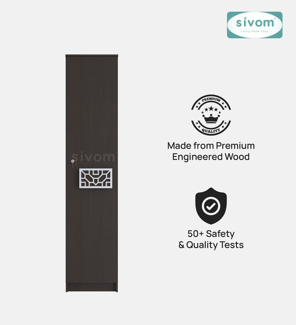 Sivom SIVOM Palette Multipurpose 1 Door Wardrobe / Spacious 4 Shelves with Drawer Engineered Wood 1 Door Wardrobe for Modern Homes | Elegant Design & Premium Finish