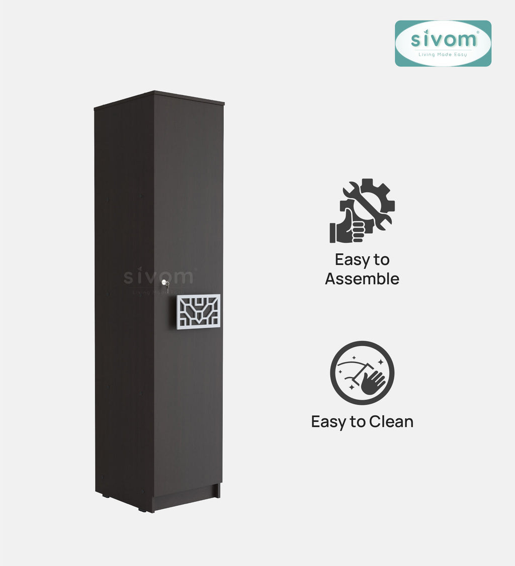 Sivom SIVOM Palette Multipurpose 1 Door Wardrobe / Spacious 4 Shelves with Drawer Engineered Wood 1 Door Wardrobe for Modern Homes | Elegant Design & Premium Finish