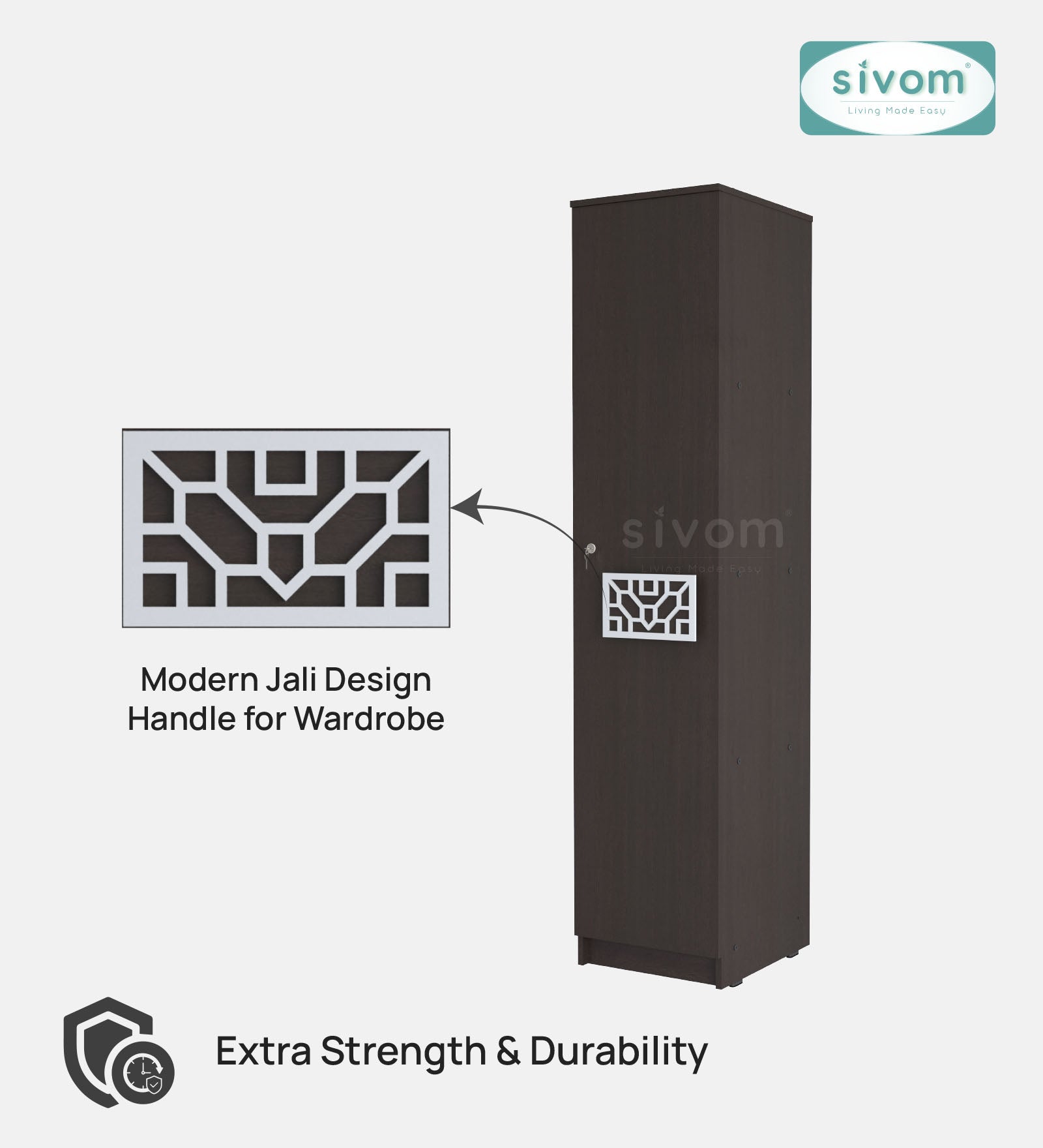 Sivom SIVOM Palette Multipurpose 1 Door Wardrobe / Spacious 4 Shelves with Drawer Engineered Wood 1 Door Wardrobe for Modern Homes | Elegant Design & Premium Finish