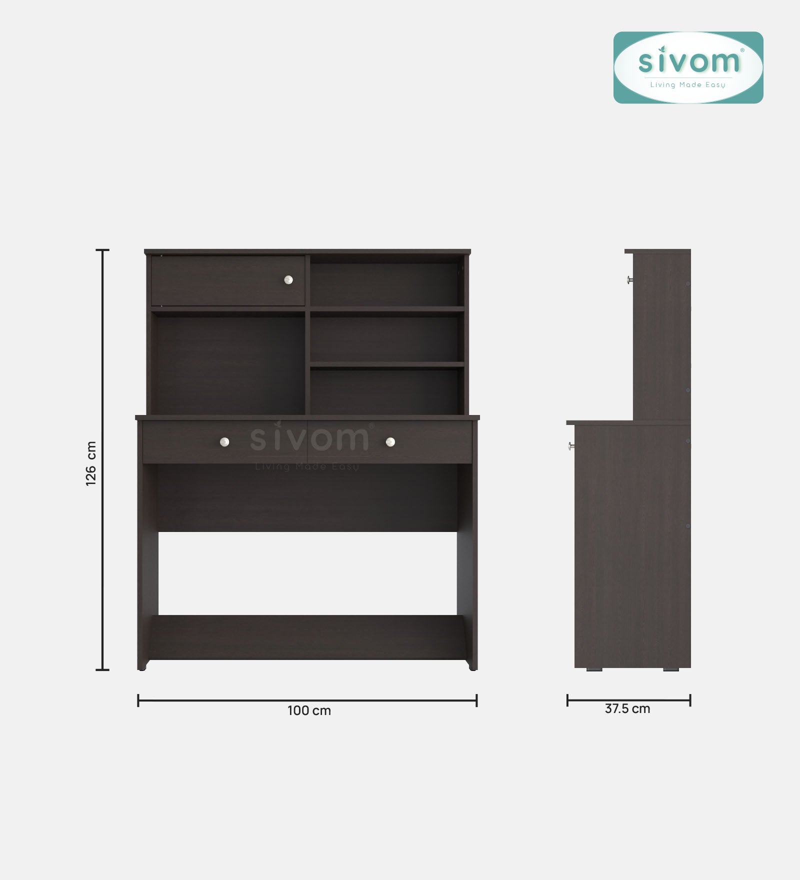 Sivom SIVOM Parker Multipurpose Study/Home/Office Table Engineered Wood Study Table for Modern Homes | Elegant Design & Premium Finish