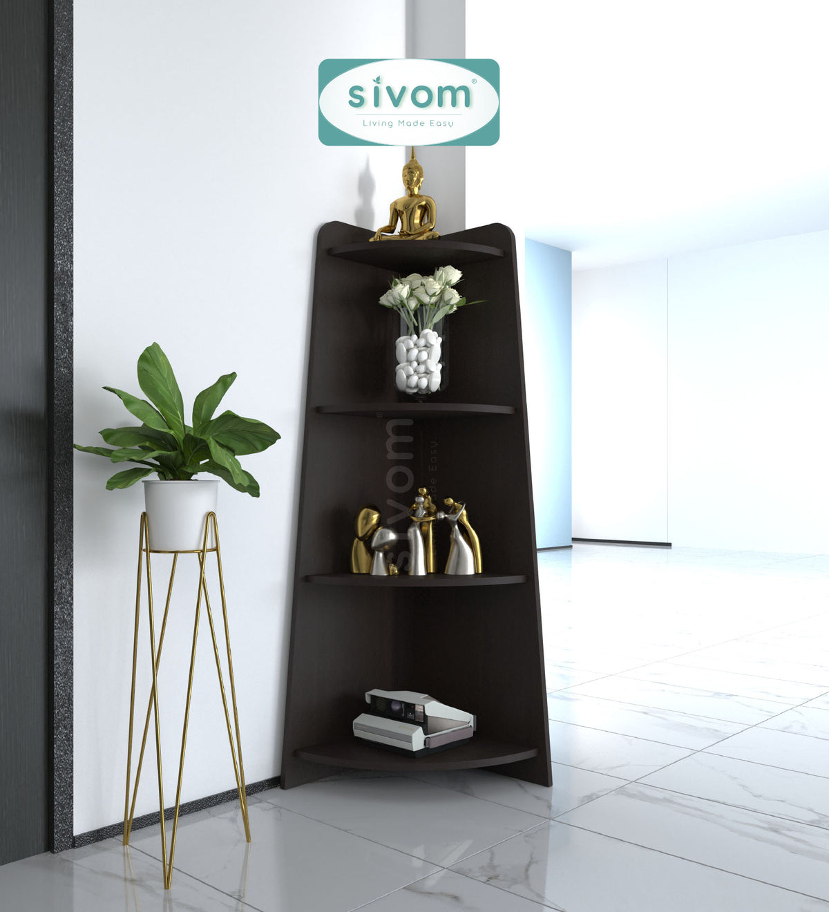 SIVOM Patio Multipurpose Storage Unit Engineered Wood Free Standing Cabinet for Modern Homes | Elegant Design & Premium Finish