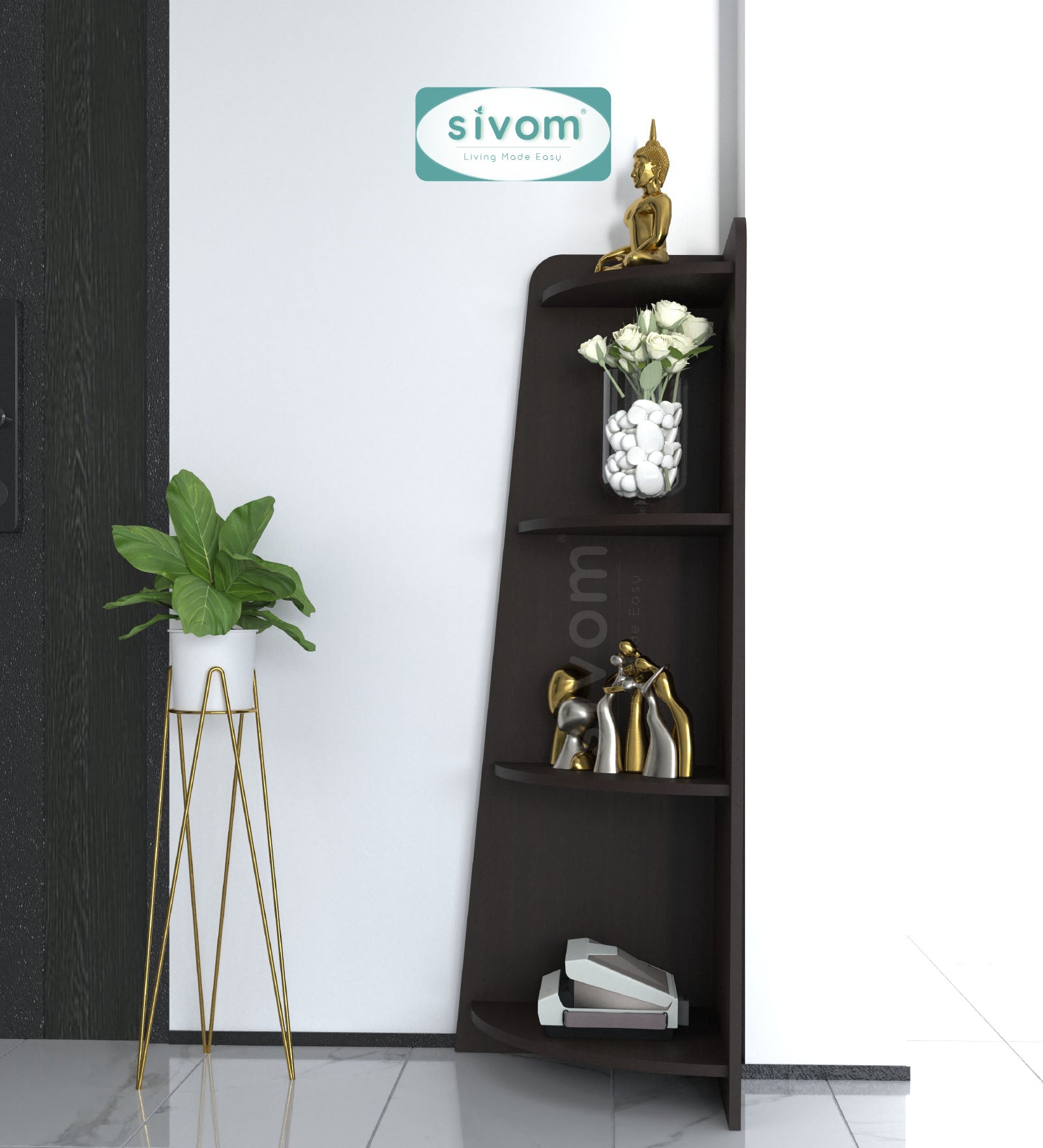 SIVOM Patio Multipurpose Storage Unit Engineered Wood Free Standing Cabinet for Modern Homes | Elegant Design & Premium Finish