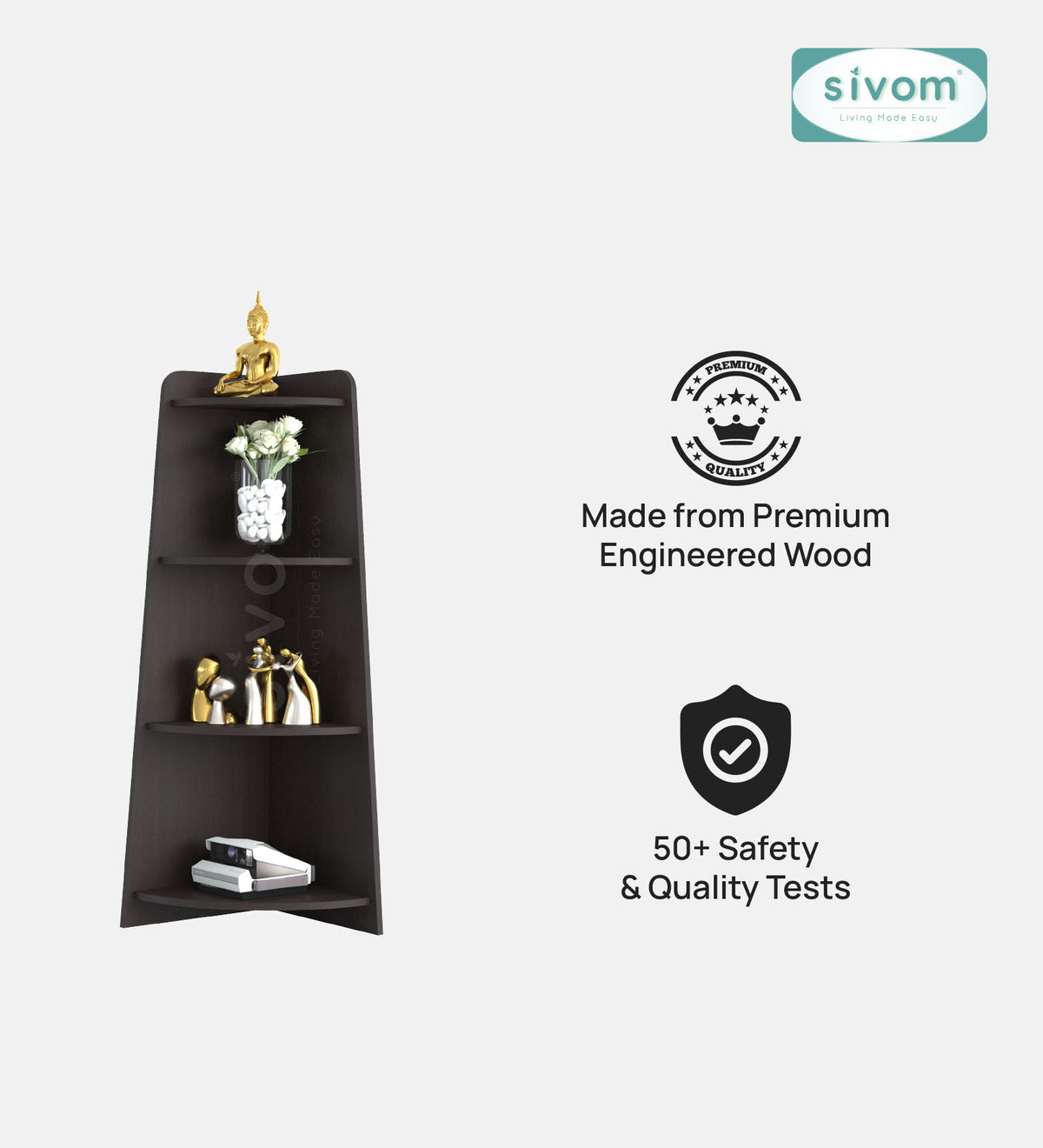 SIVOM Patio Multipurpose Storage Unit Engineered Wood Free Standing Cabinet for Modern Homes | Elegant Design & Premium Finish