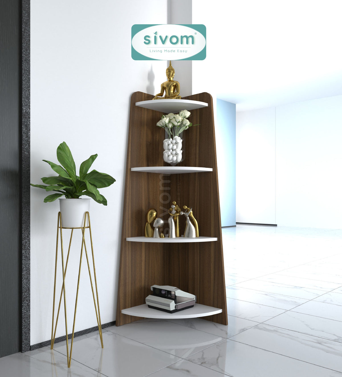 SIVOM Patio Multipurpose Storage Unit Engineered Wood Free Standing Cabinet for Modern Homes | Elegant Design & Premium Finish