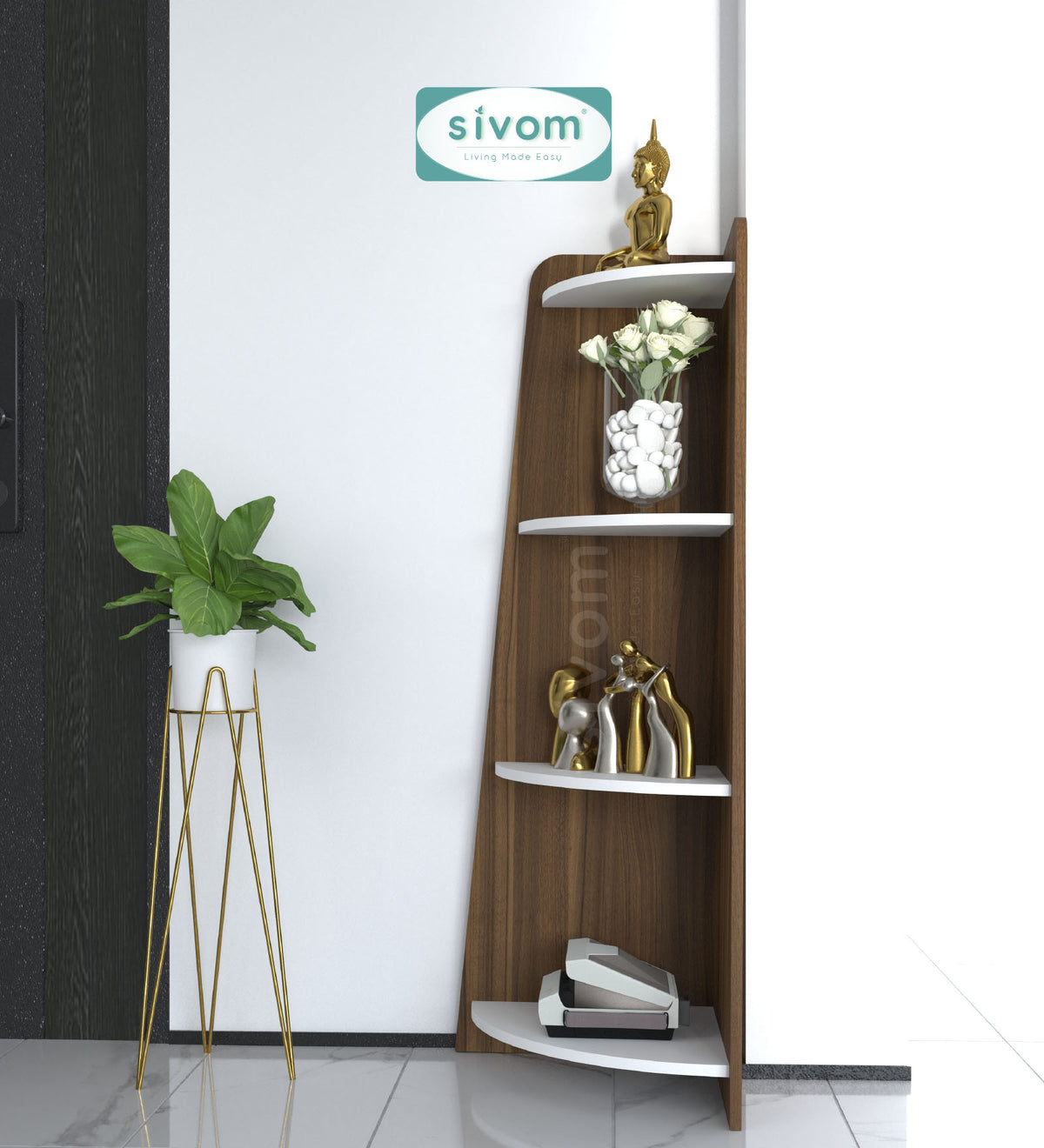 SIVOM Patio Multipurpose Storage Unit Engineered Wood Free Standing Cabinet for Modern Homes | Elegant Design & Premium Finish