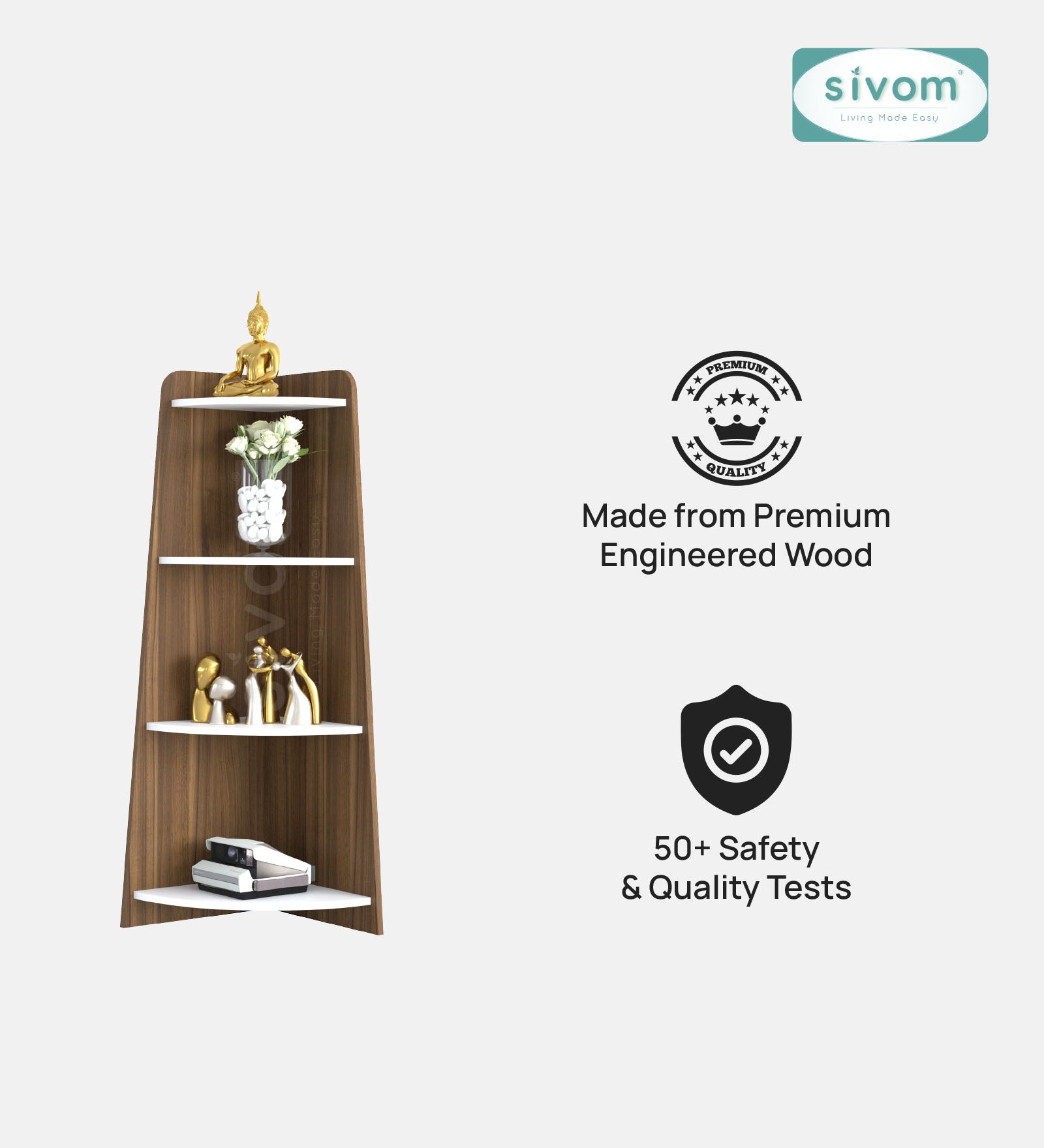 SIVOM Patio Multipurpose Storage Unit Engineered Wood Free Standing Cabinet for Modern Homes | Elegant Design & Premium Finish