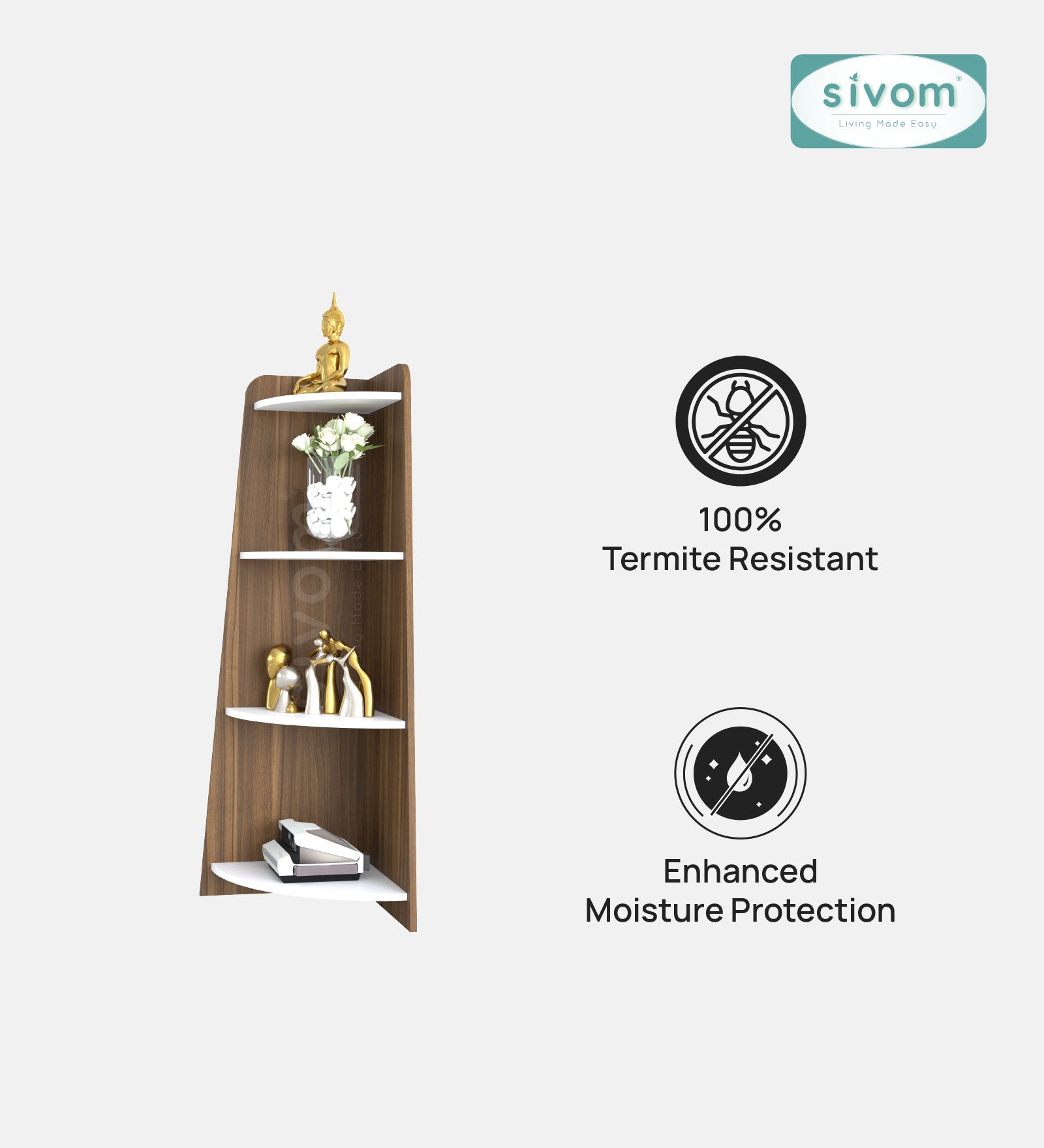 SIVOM Patio Multipurpose Storage Unit Engineered Wood Free Standing Cabinet for Modern Homes | Elegant Design & Premium Finish