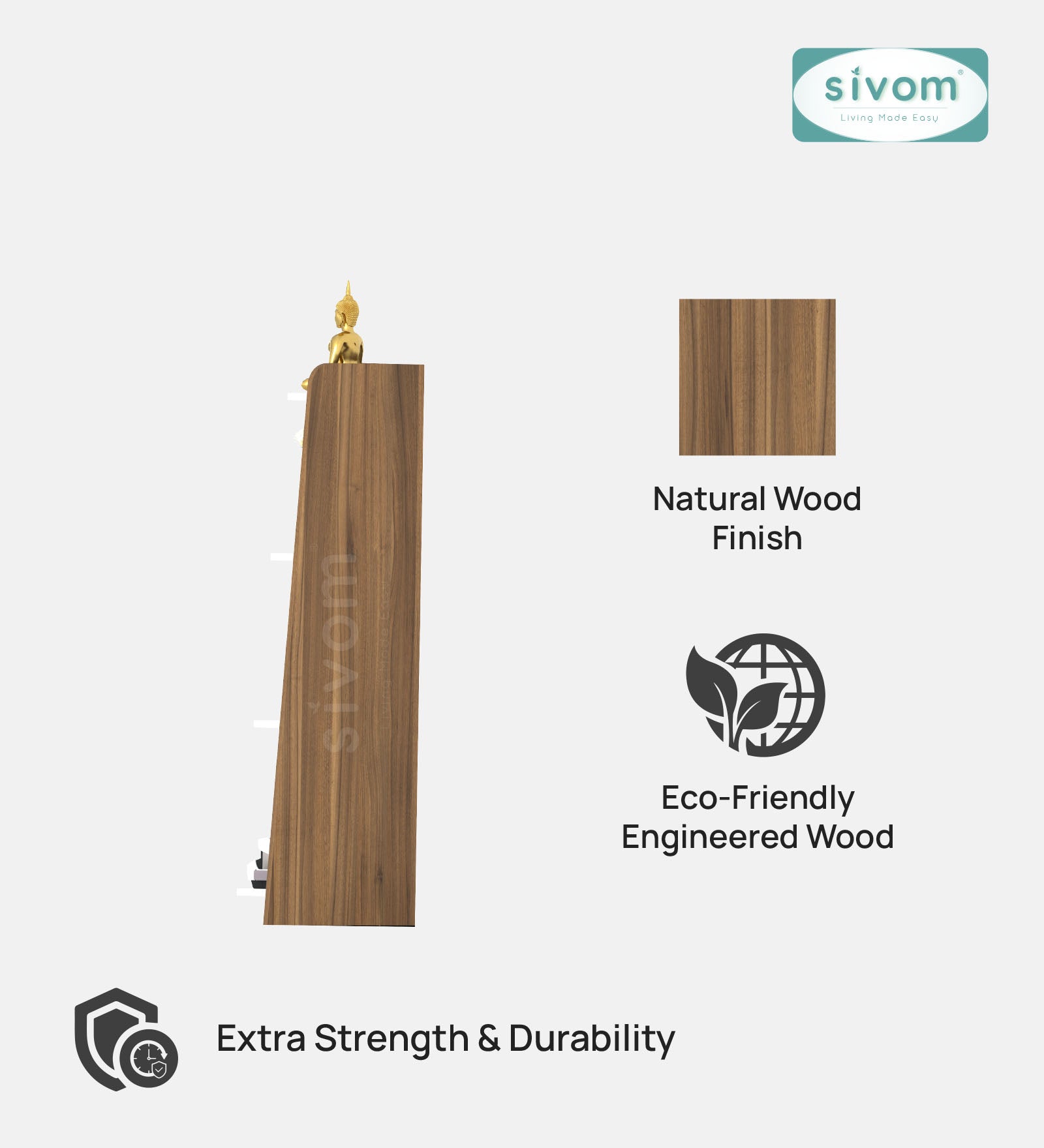 SIVOM Patio Multipurpose Storage Unit Engineered Wood Free Standing Cabinet for Modern Homes | Elegant Design & Premium Finish