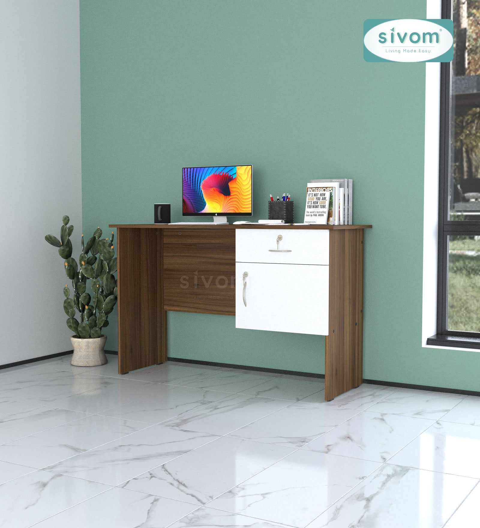 Sivom SIVOM Pearl Multipurpose Study/Home/Office Table Engineered Wood Study Table for Modern Homes | Elegant Design & Premium Finish