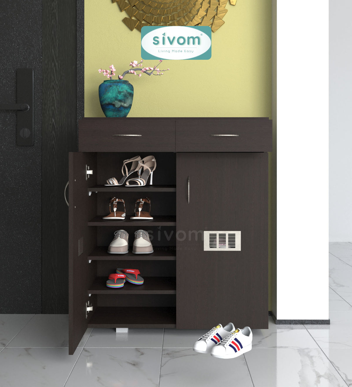 Sivom SIVOM PENSEL Engineered Wood Shoe Stand (, 6 Shelves, Knock Down) for Modern Homes | Elegant Design & Premium Finish