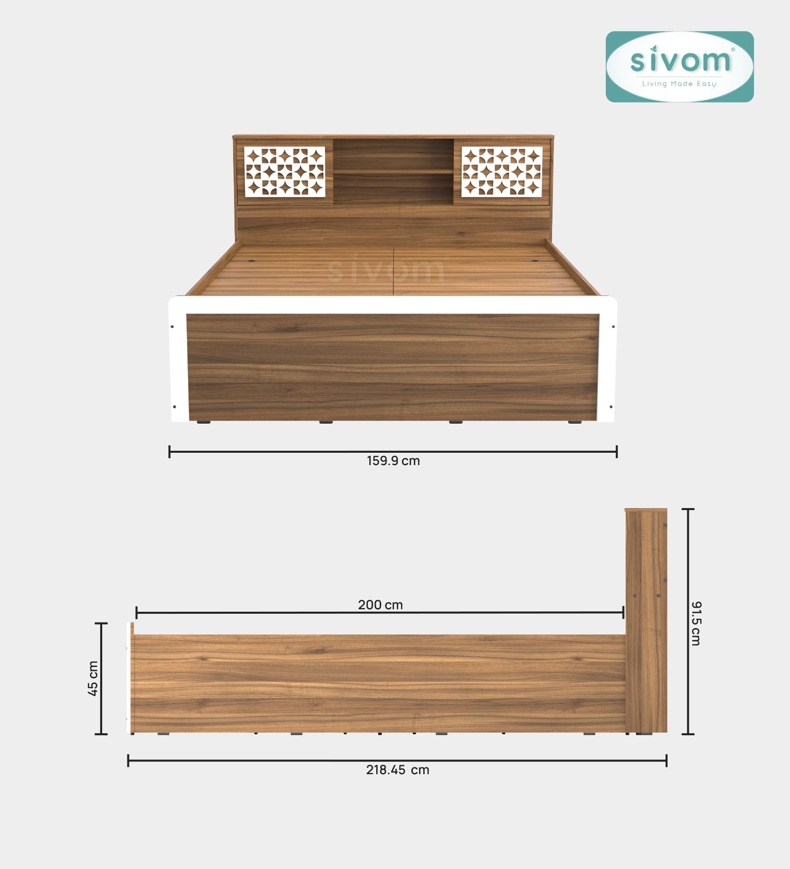 Sivom SIVOM Phoenix Modular Box Bed with Storage Engineered Wood Queen Box Bed for Modern Homes | Elegant Design & Premium Finish