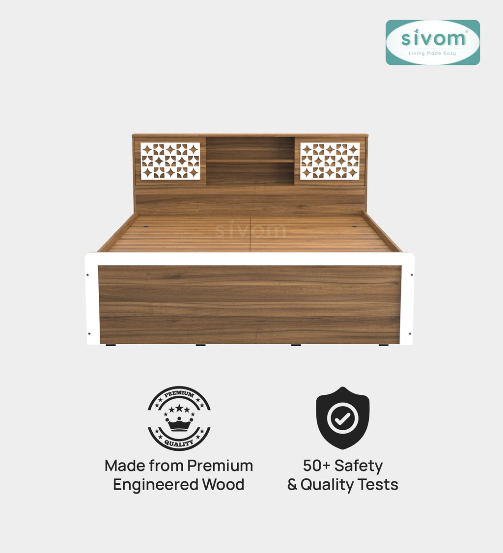 Sivom SIVOM Phoenix Modular Box Bed with Storage Engineered Wood Queen Box Bed for Modern Homes | Elegant Design & Premium Finish