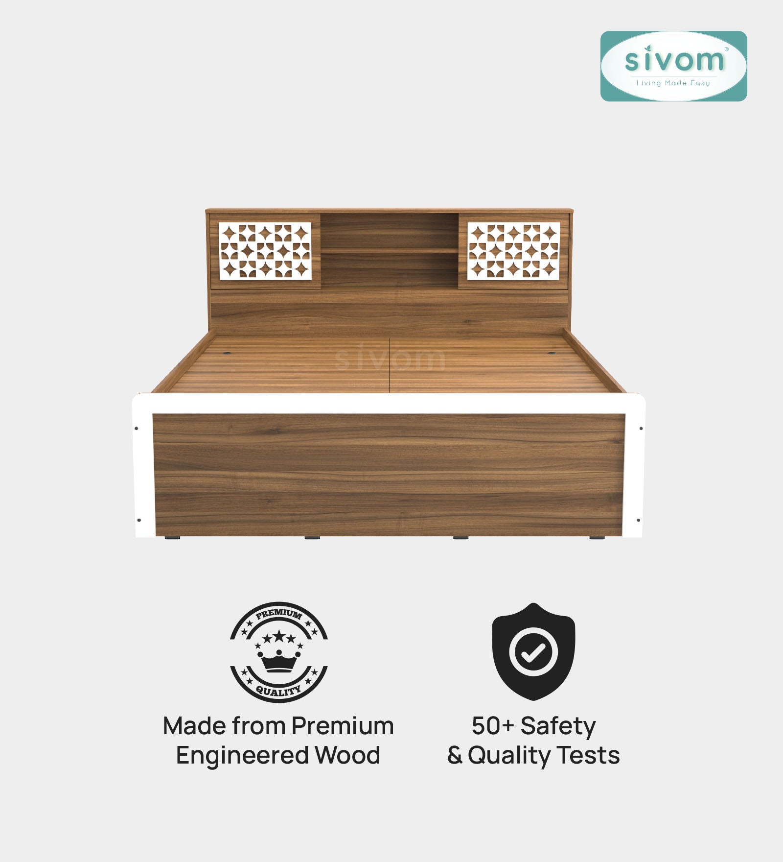 Sivom SIVOM Phoenix Modular Box Bed with Storage Engineered Wood Queen Box Bed for Modern Homes | Elegant Design & Premium Finish