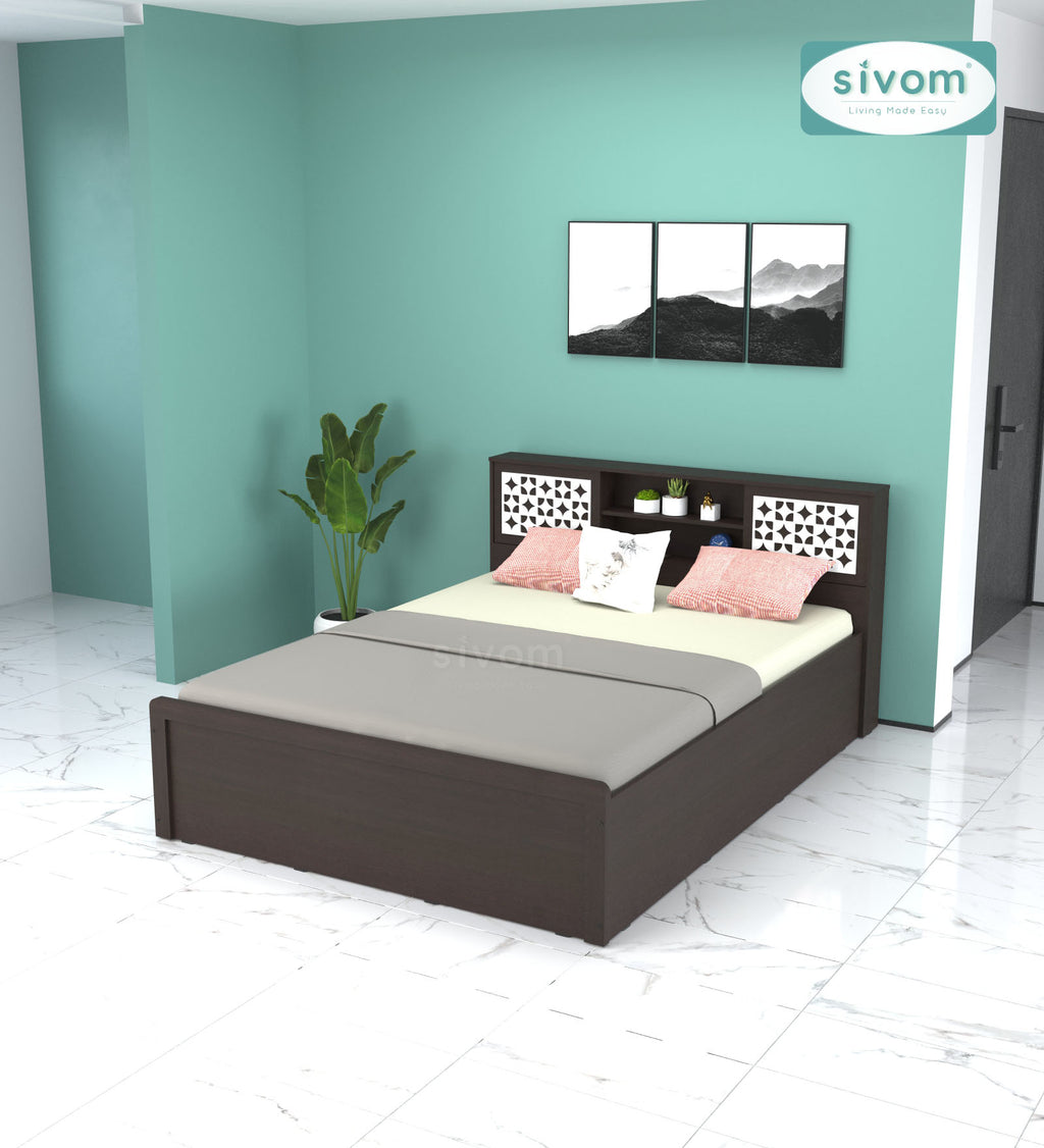 Sivom SIVOM Phoenix Modular Box Bed with Storage Engineered Wood Queen Box Bed for Modern Homes | Elegant Design & Premium Finish