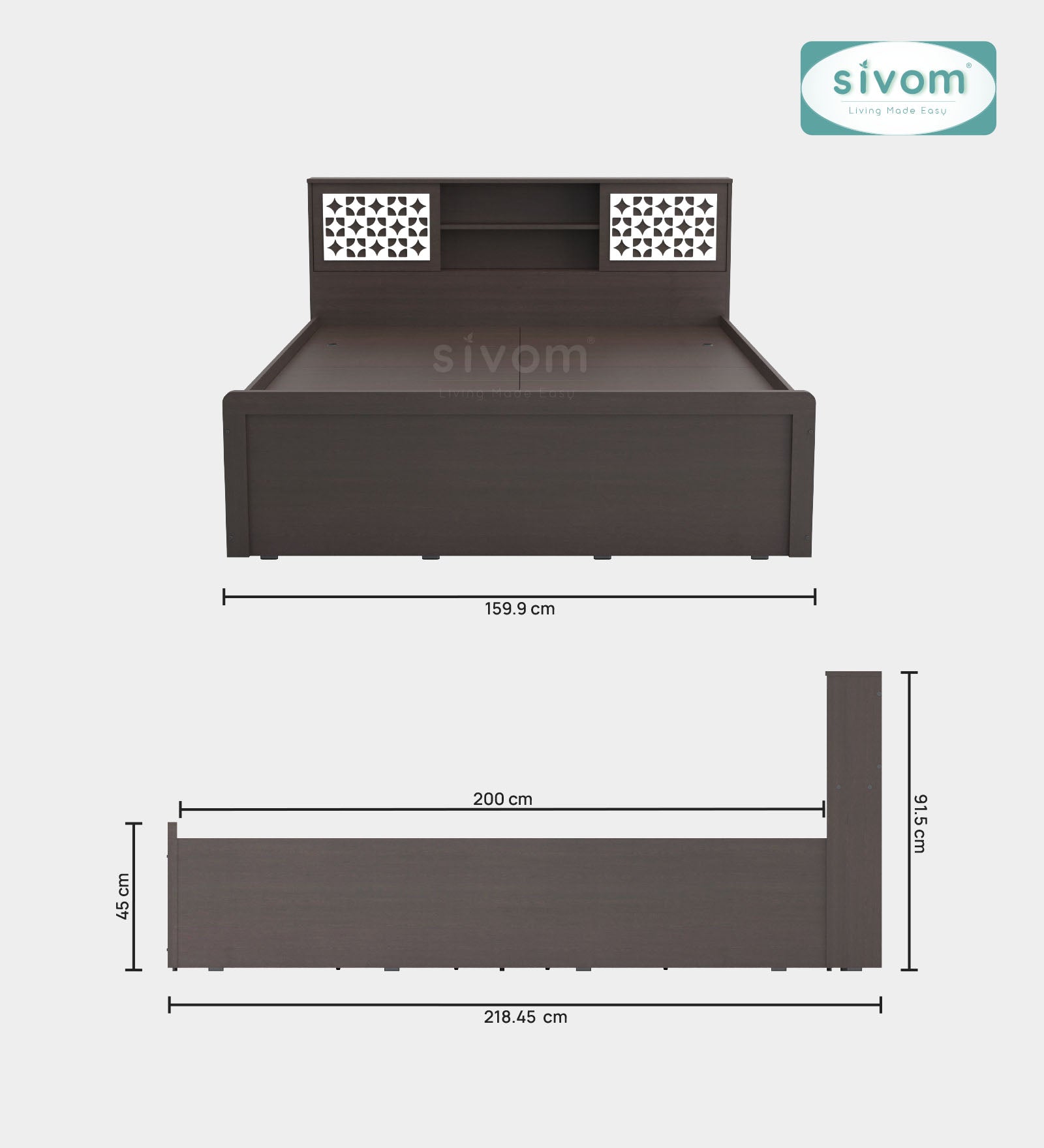 Sivom SIVOM Phoenix Modular Box Bed with Storage Engineered Wood Queen Box Bed for Modern Homes | Elegant Design & Premium Finish
