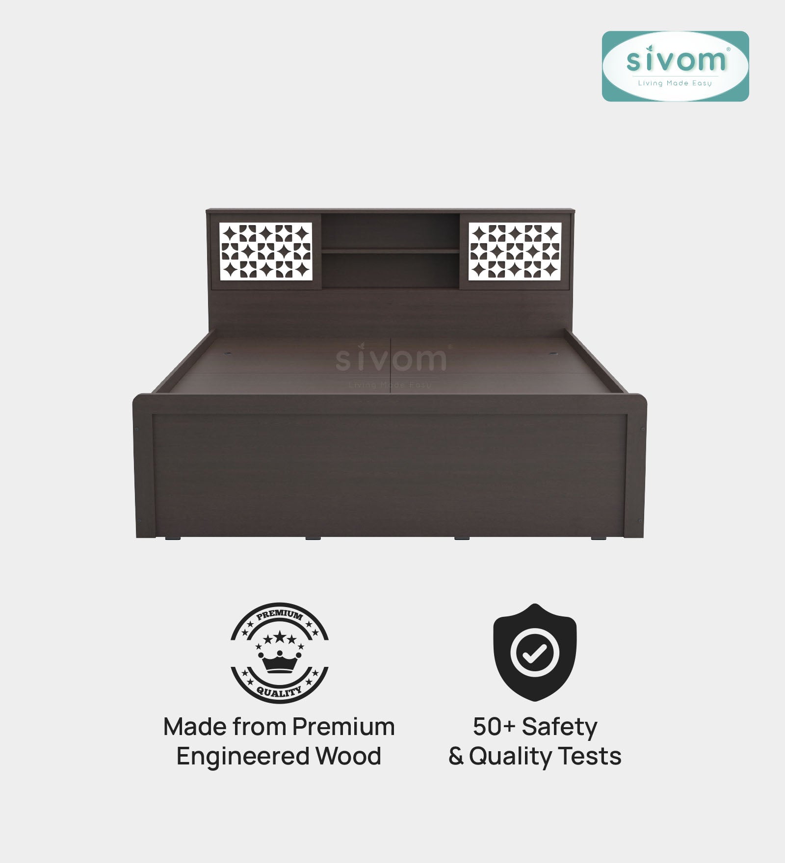 Sivom SIVOM Phoenix Modular Box Bed with Storage Engineered Wood Queen Box Bed for Modern Homes | Elegant Design & Premium Finish