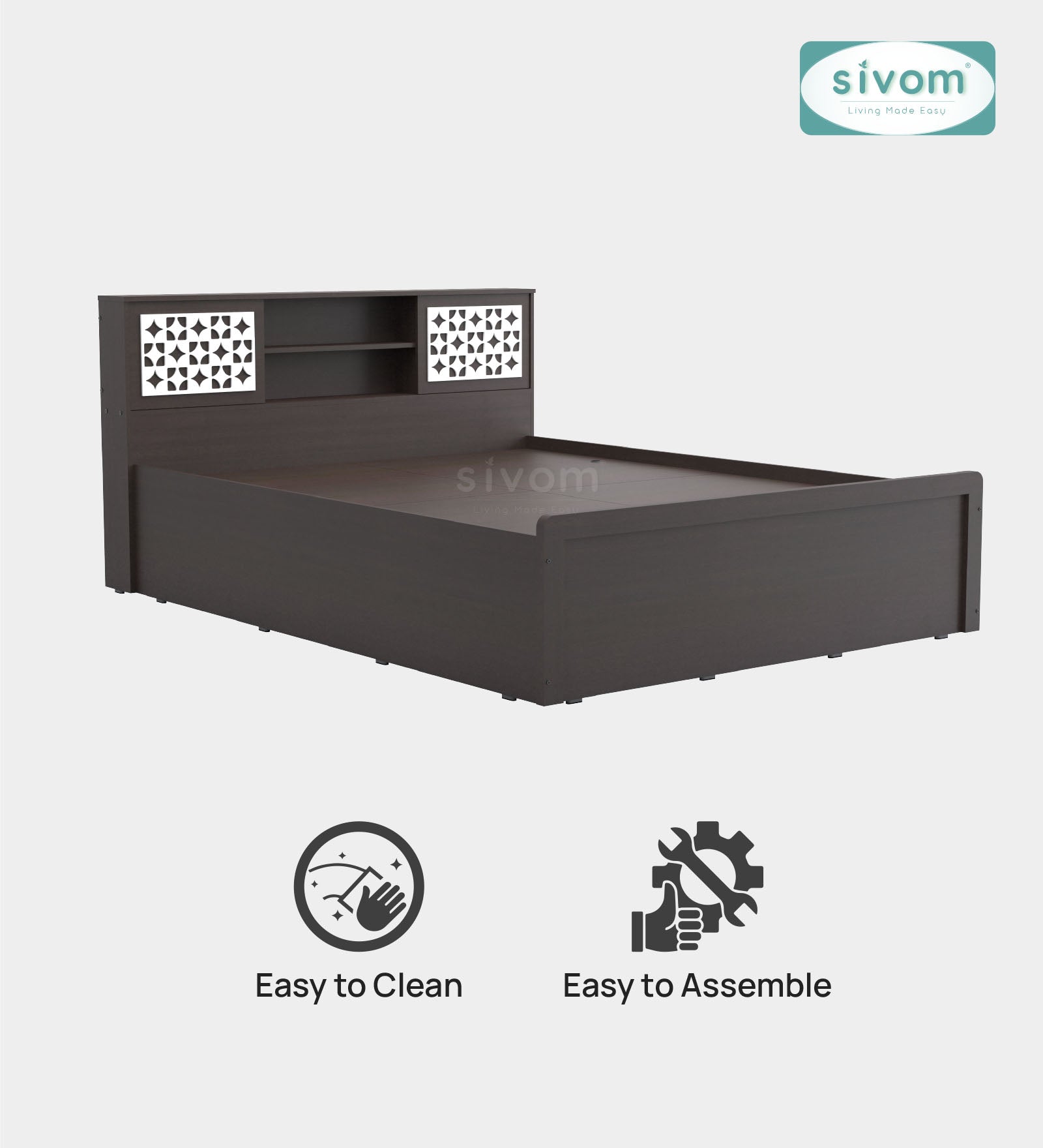 Sivom SIVOM Phoenix Modular Box Bed with Storage Engineered Wood Queen Box Bed for Modern Homes | Elegant Design & Premium Finish