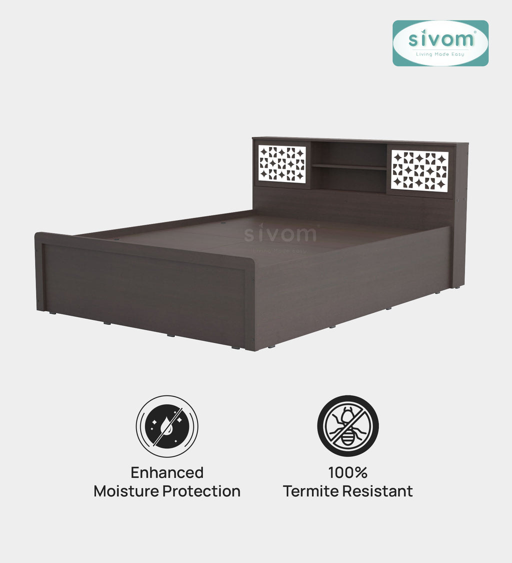 Sivom SIVOM Phoenix Modular Box Bed with Storage Engineered Wood Queen Box Bed for Modern Homes | Elegant Design & Premium Finish