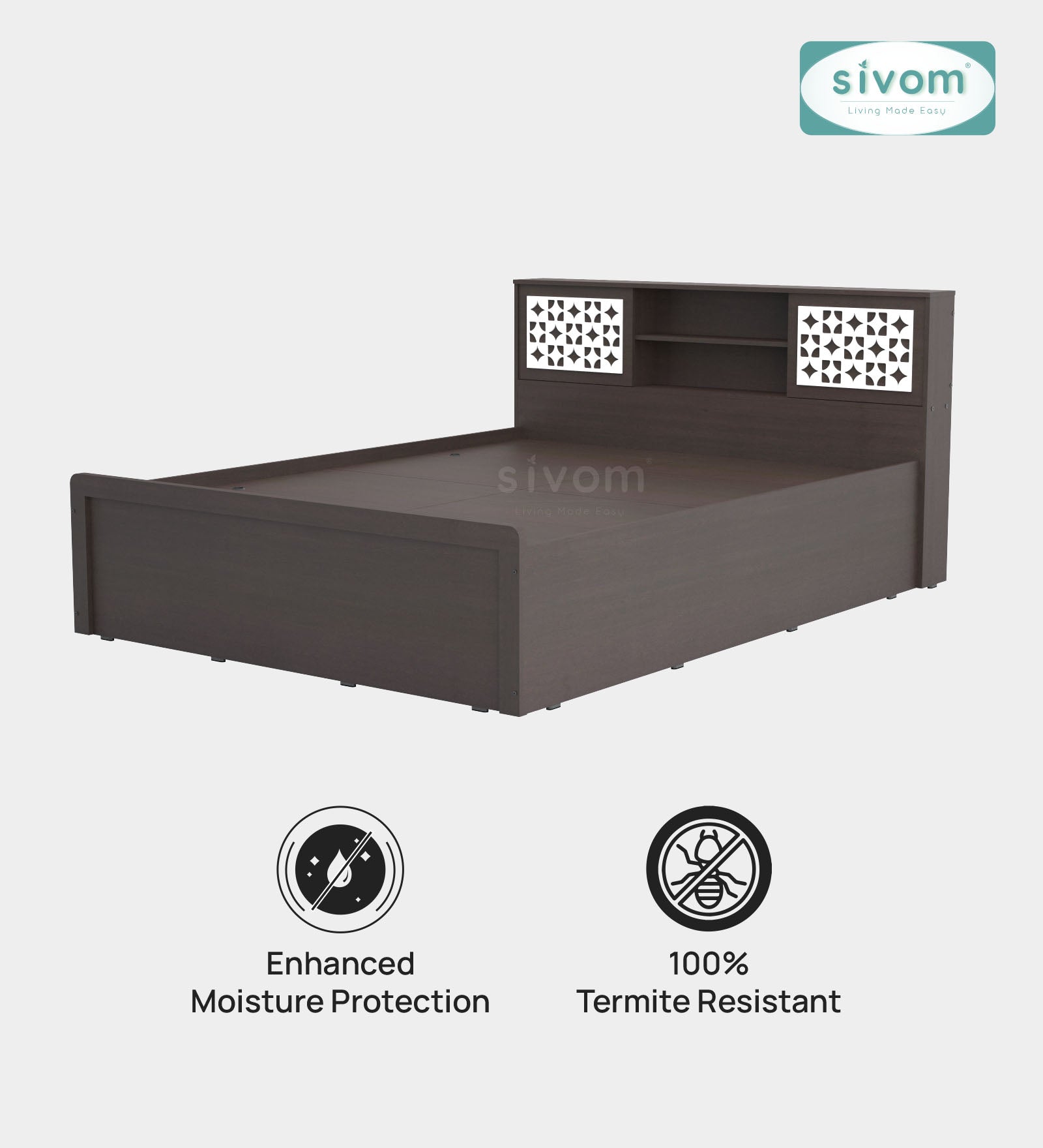 Sivom SIVOM Phoenix Modular Box Bed with Storage Engineered Wood Queen Box Bed for Modern Homes | Elegant Design & Premium Finish