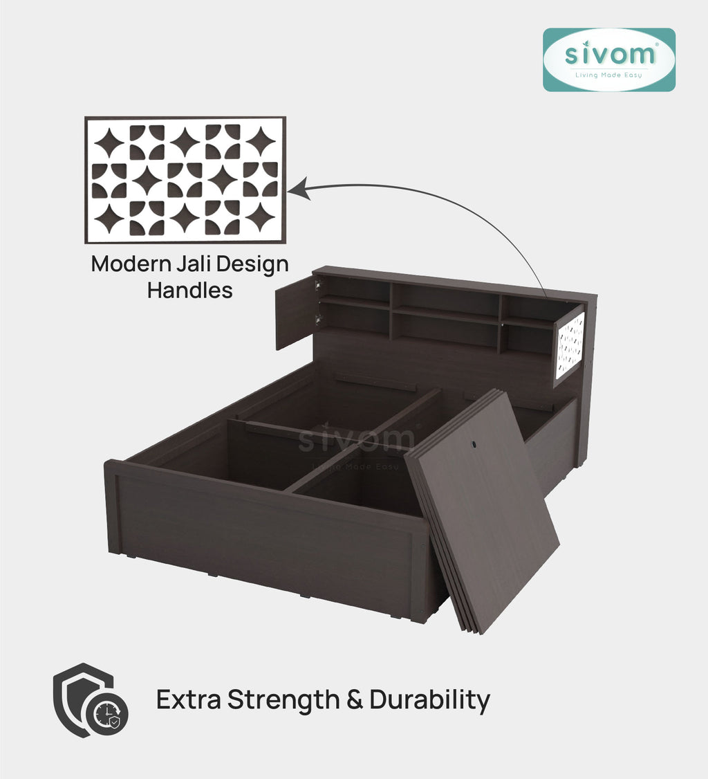 Sivom SIVOM Phoenix Modular Box Bed with Storage Engineered Wood Queen Box Bed for Modern Homes | Elegant Design & Premium Finish