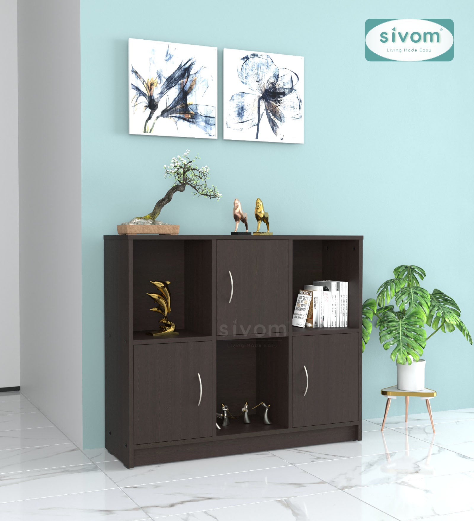 Sivom SIVOM Plaza Multipurpose Storage Unit/ Engineered Wood Free Standing Cabinet for Modern Homes | Elegant Design & Premium Finish