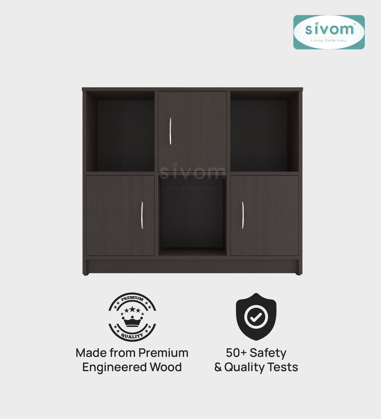 Sivom SIVOM Plaza Multipurpose Storage Unit/ Engineered Wood Free Standing Cabinet for Modern Homes | Elegant Design & Premium Finish