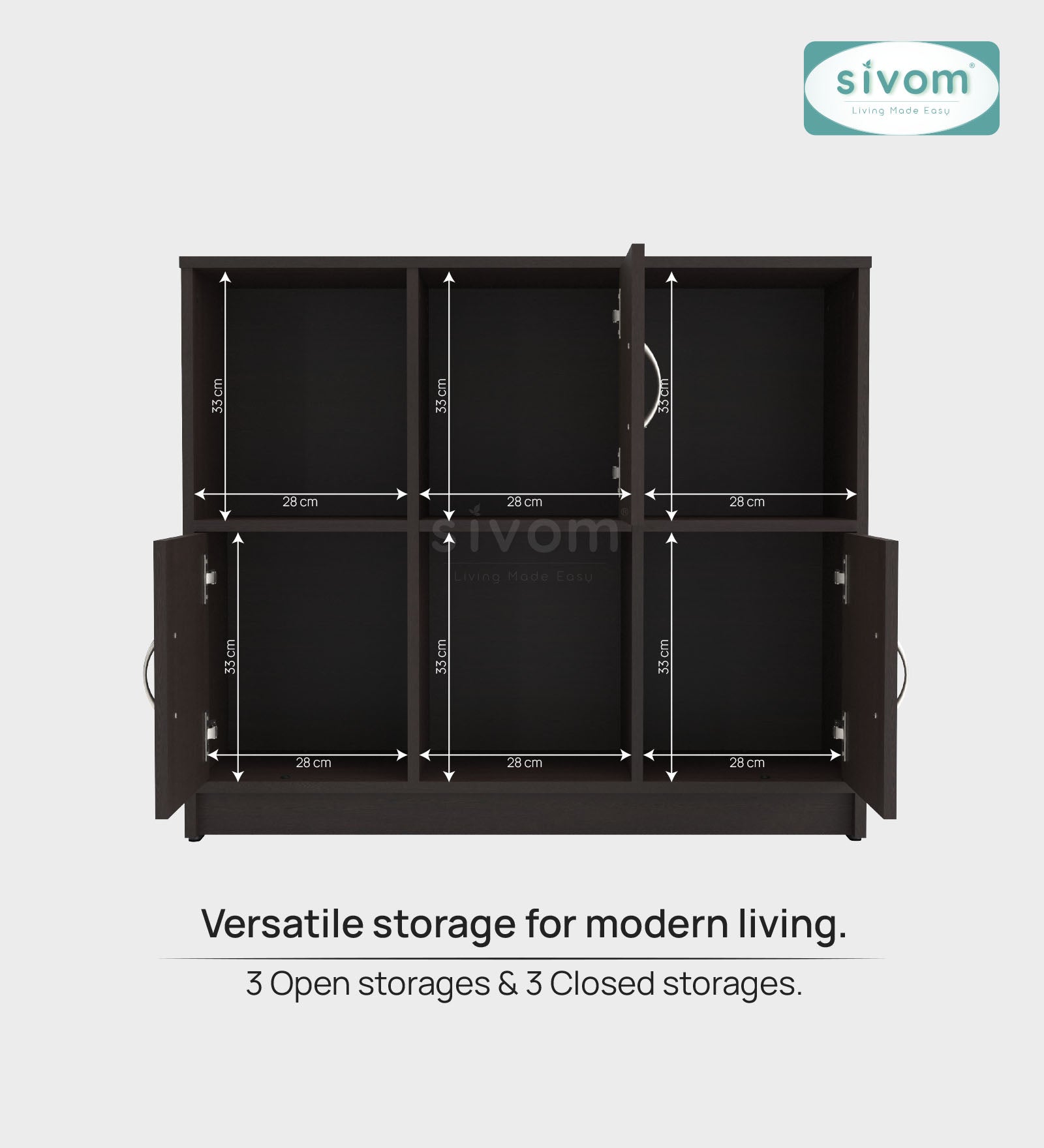 Sivom SIVOM Plaza Multipurpose Storage Unit/ Engineered Wood Free Standing Cabinet for Modern Homes | Elegant Design & Premium Finish