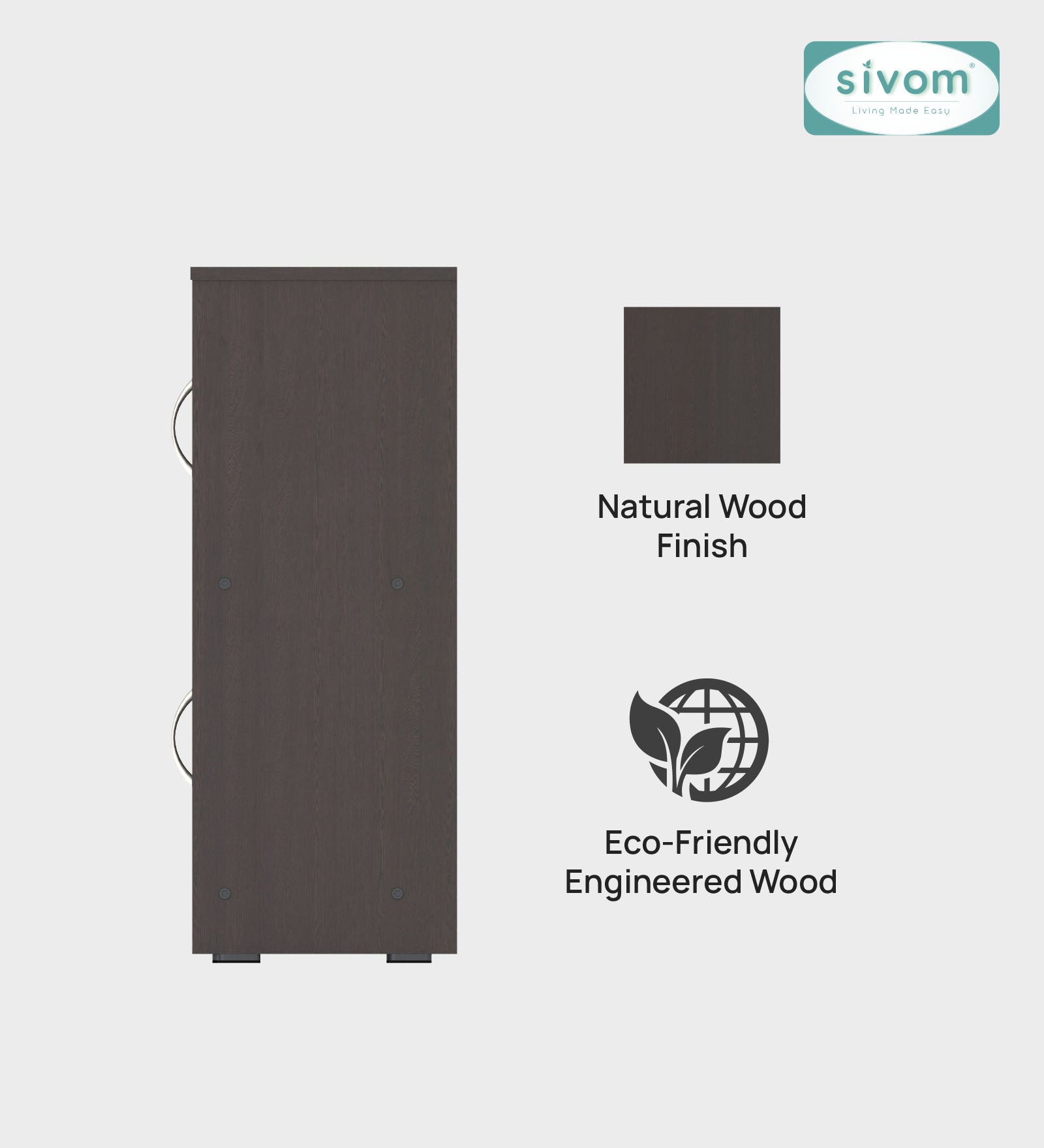 Sivom SIVOM Plaza Multipurpose Storage Unit/ Engineered Wood Free Standing Cabinet for Modern Homes | Elegant Design & Premium Finish