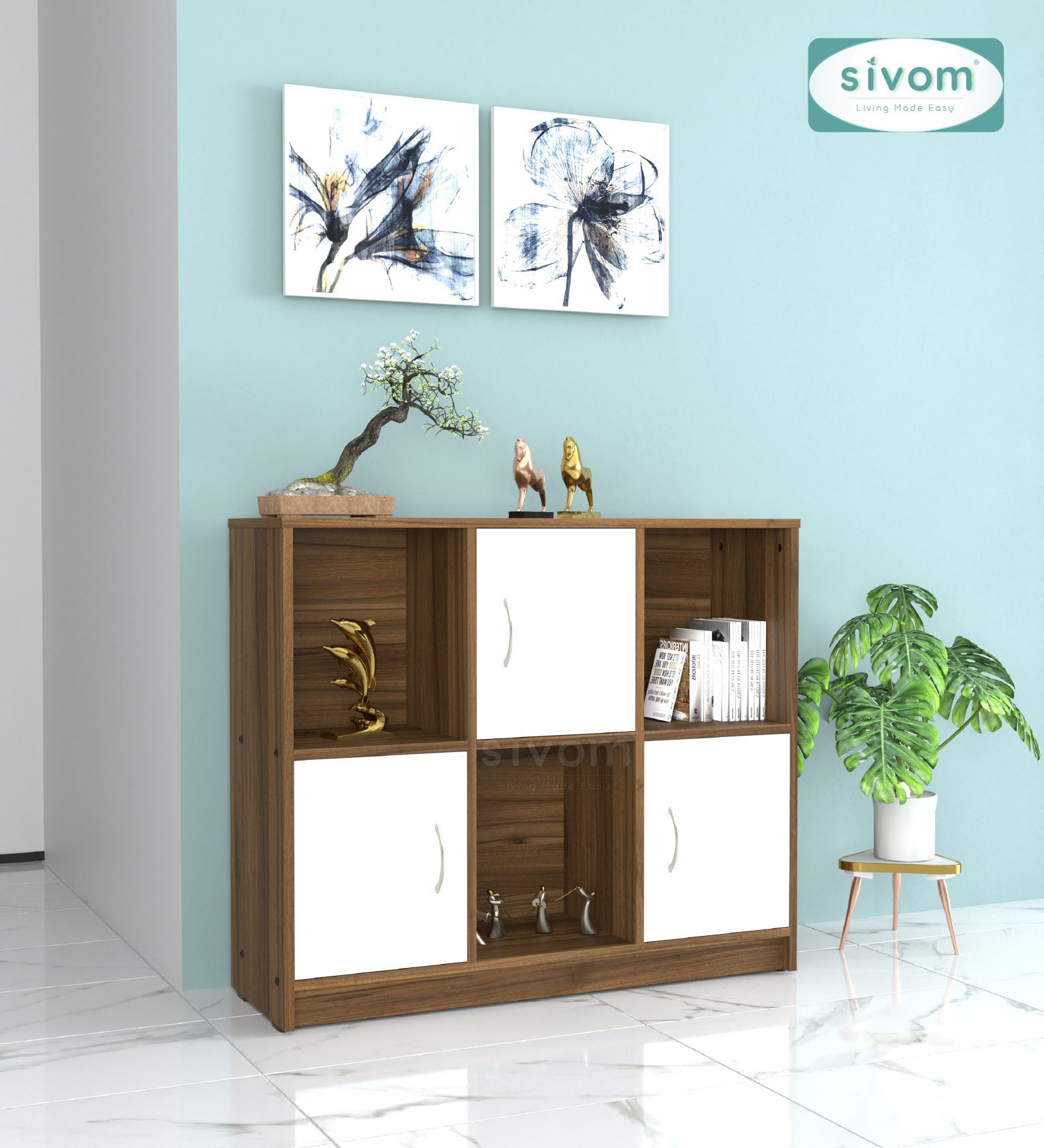 Sivom SIVOM Plaza Multipurpose Storage Unit/ Engineered Wood Free Standing Cabinet for Modern Homes | Elegant Design & Premium Finish