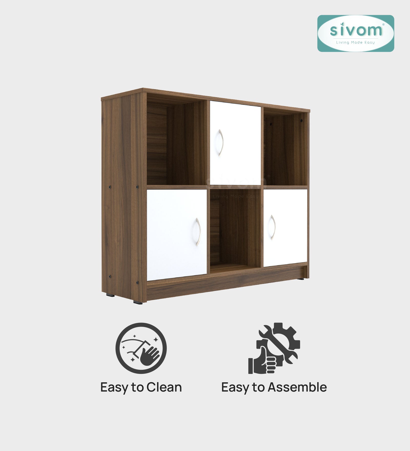 Sivom SIVOM Plaza Multipurpose Storage Unit/ Engineered Wood Free Standing Cabinet for Modern Homes | Elegant Design & Premium Finish