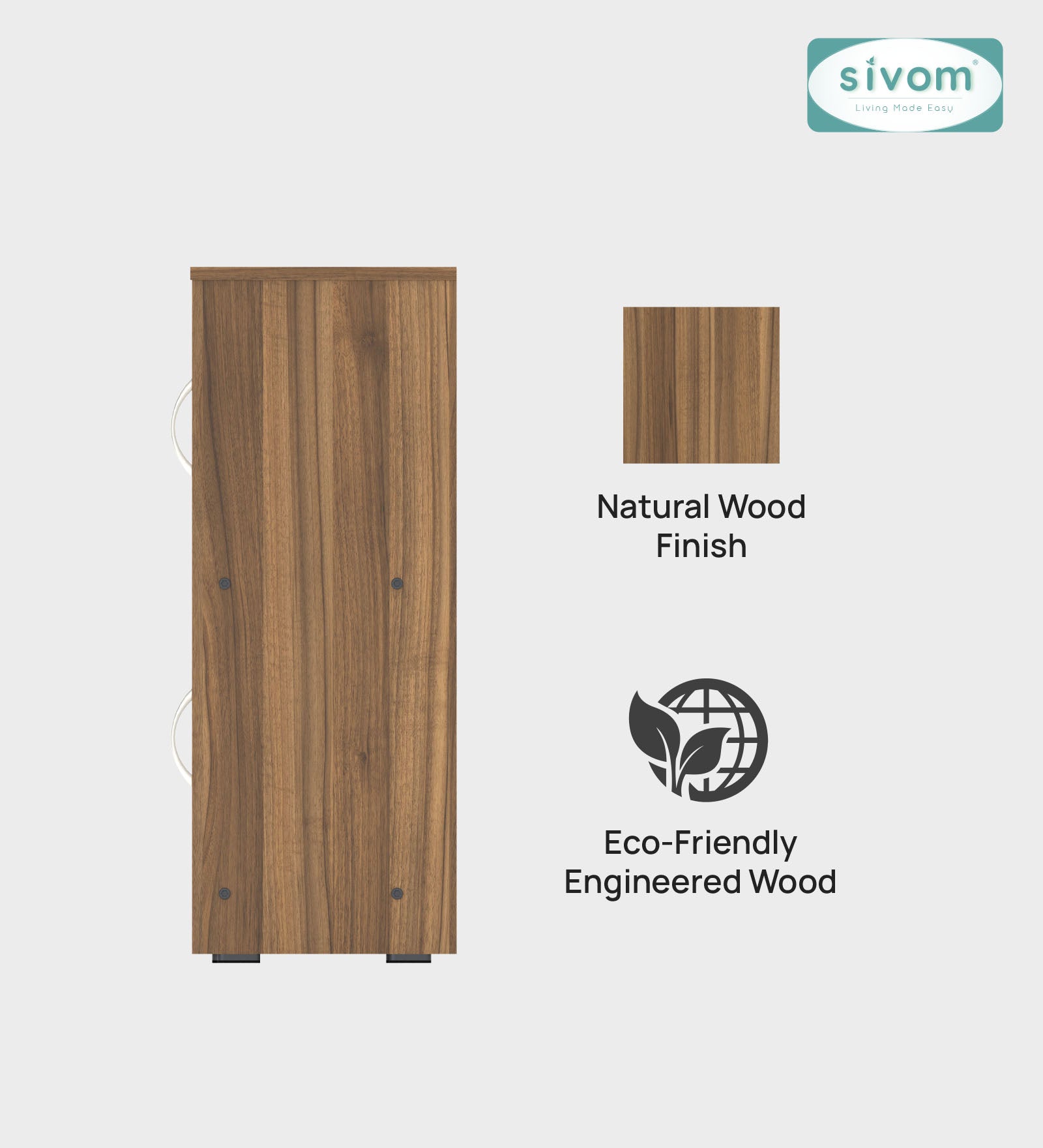 Sivom SIVOM Plaza Multipurpose Storage Unit/ Engineered Wood Free Standing Cabinet for Modern Homes | Elegant Design & Premium Finish