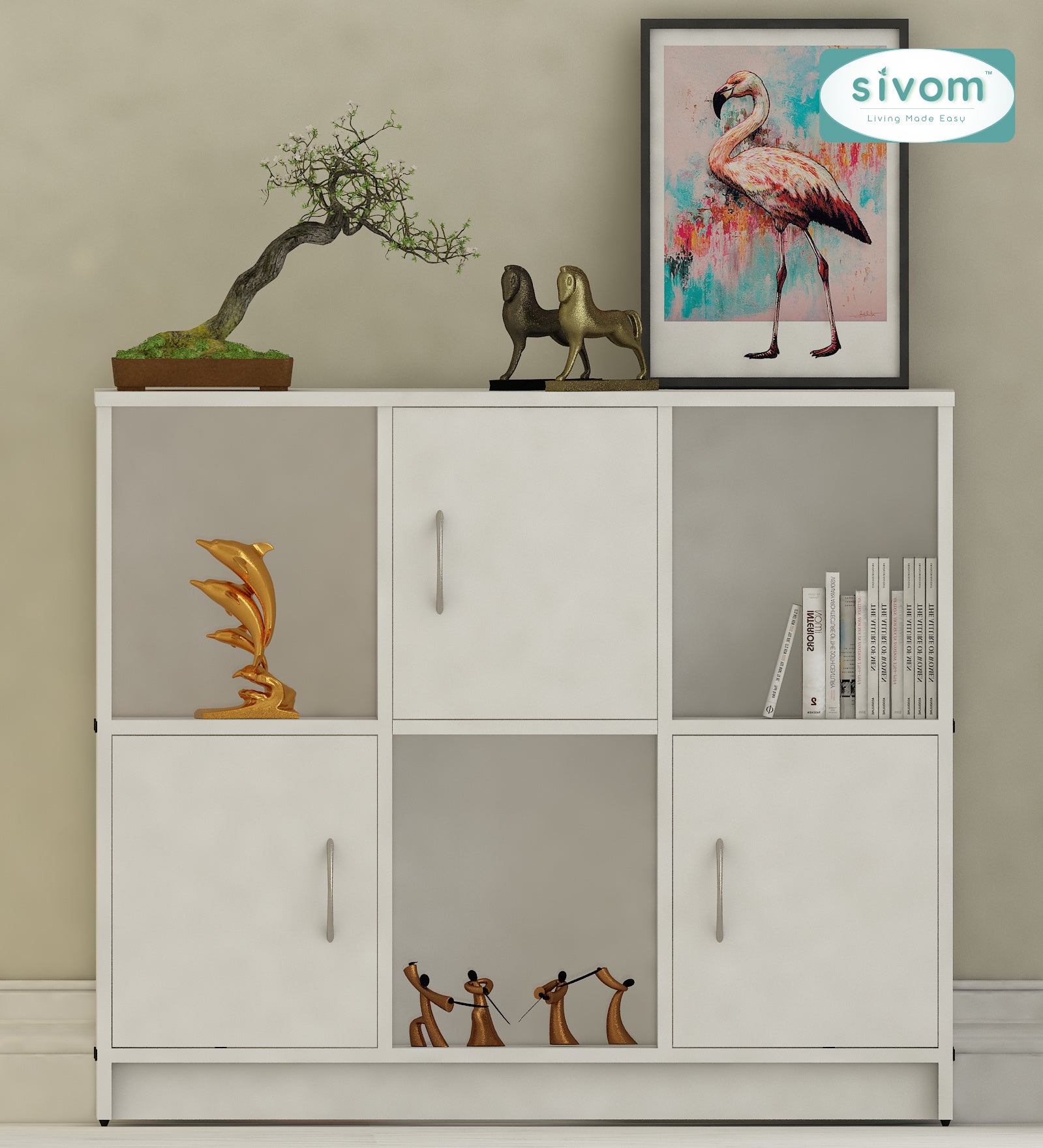 Sivom SIVOM Plaza Multipurpose Storage Unit/ Engineered Wood Free Standing Cabinet for Modern Homes | Elegant Design & Premium Finish