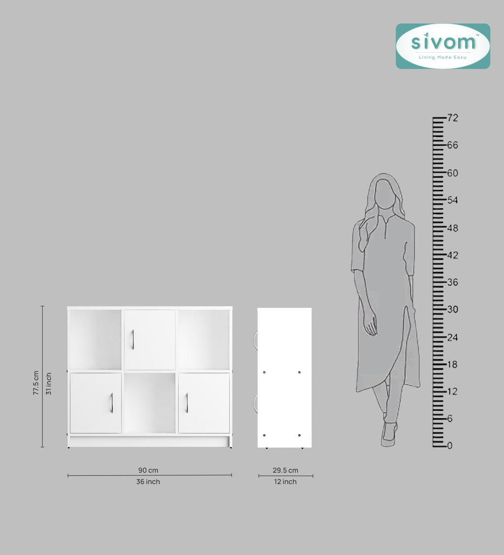 Sivom SIVOM Plaza Multipurpose Storage Unit/ Engineered Wood Free Standing Cabinet for Modern Homes | Elegant Design & Premium Finish