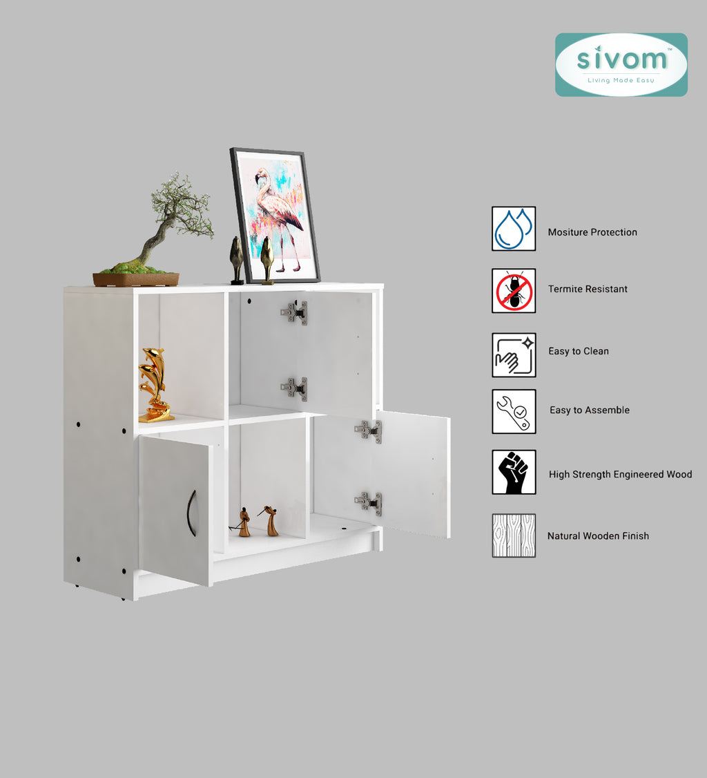 Sivom SIVOM Plaza Multipurpose Storage Unit/ Engineered Wood Free Standing Cabinet for Modern Homes | Elegant Design & Premium Finish