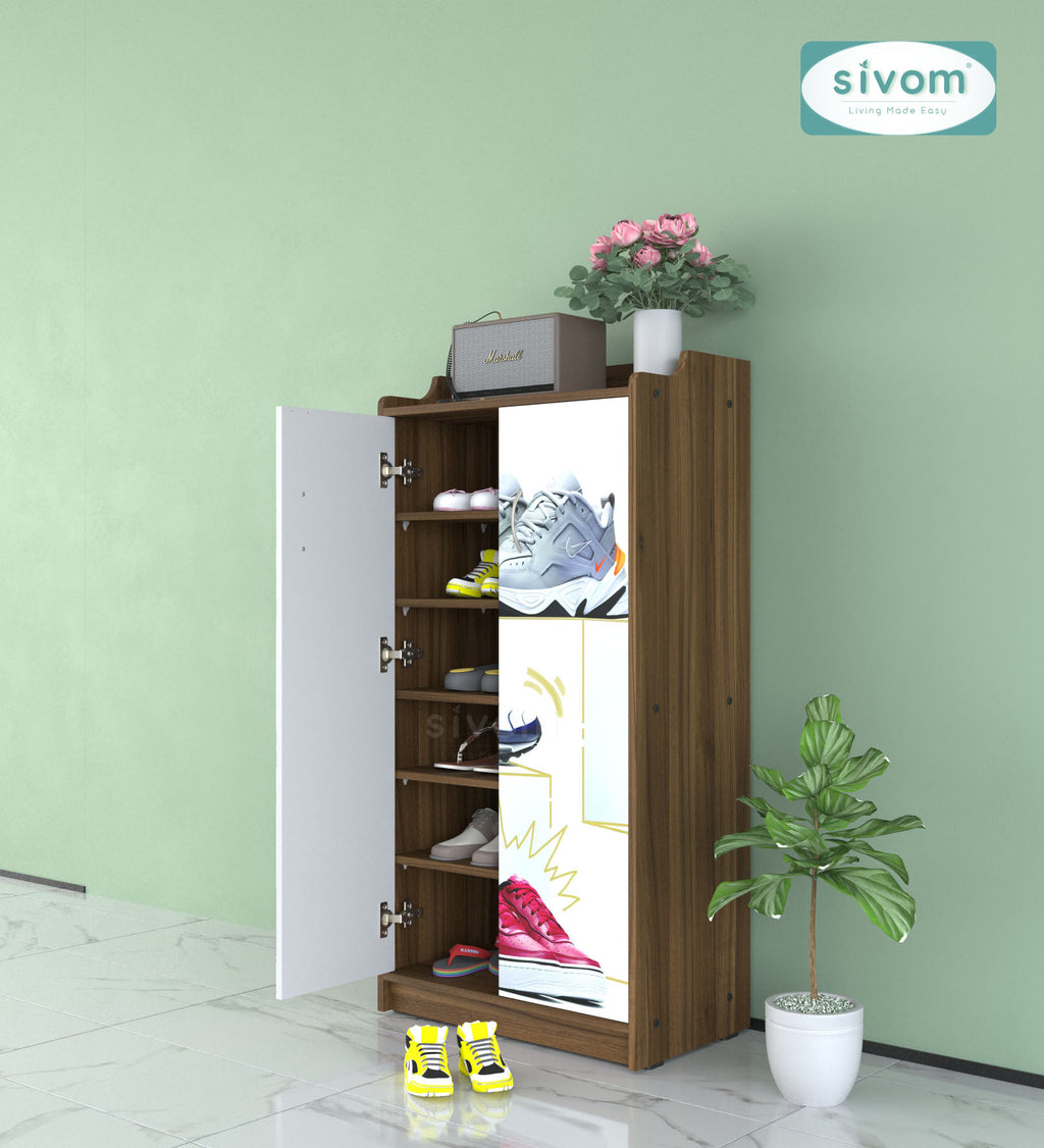 Sivom SIVOM Poland Digital Printed Engineered Wood Shoe Stand for Modern Homes | Elegant Design & Premium Finish