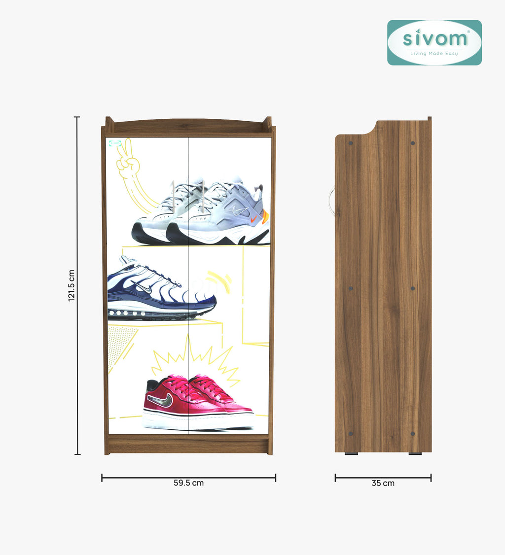 Sivom SIVOM Poland Digital Printed Engineered Wood Shoe Stand for Modern Homes | Elegant Design & Premium Finish
