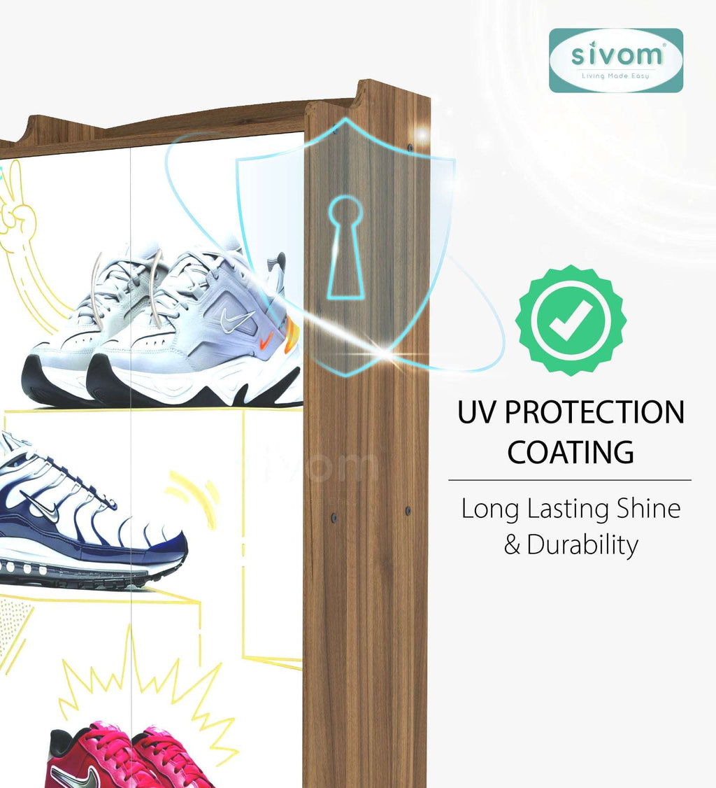 Sivom SIVOM Poland Digital Printed Engineered Wood Shoe Stand for Modern Homes | Elegant Design & Premium Finish