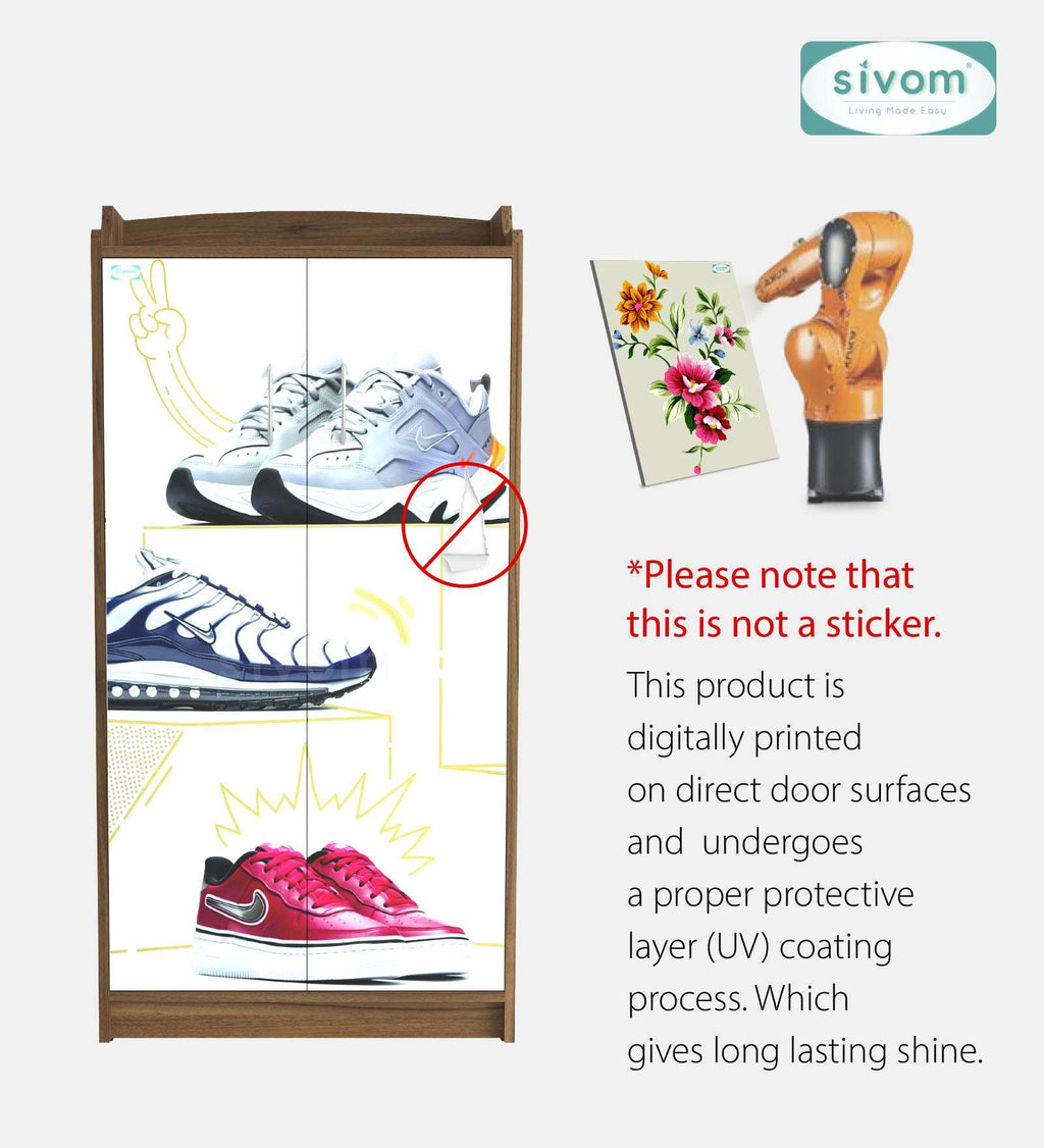 Sivom SIVOM Poland Digital Printed Engineered Wood Shoe Stand for Modern Homes | Elegant Design & Premium Finish