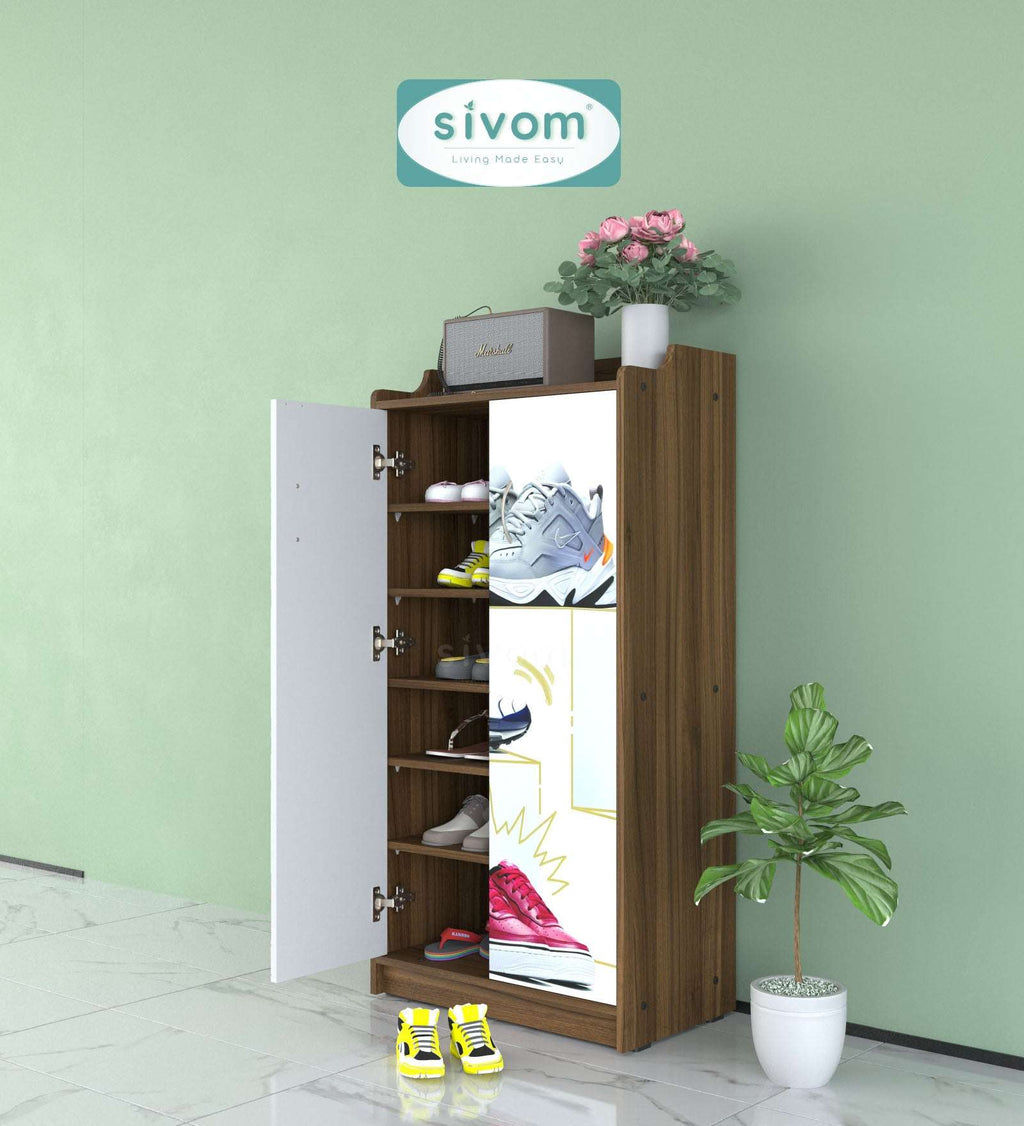 Sivom SIVOM Poland Digital Printed Engineered Wood Shoe Stand for Modern Homes | Elegant Design & Premium Finish