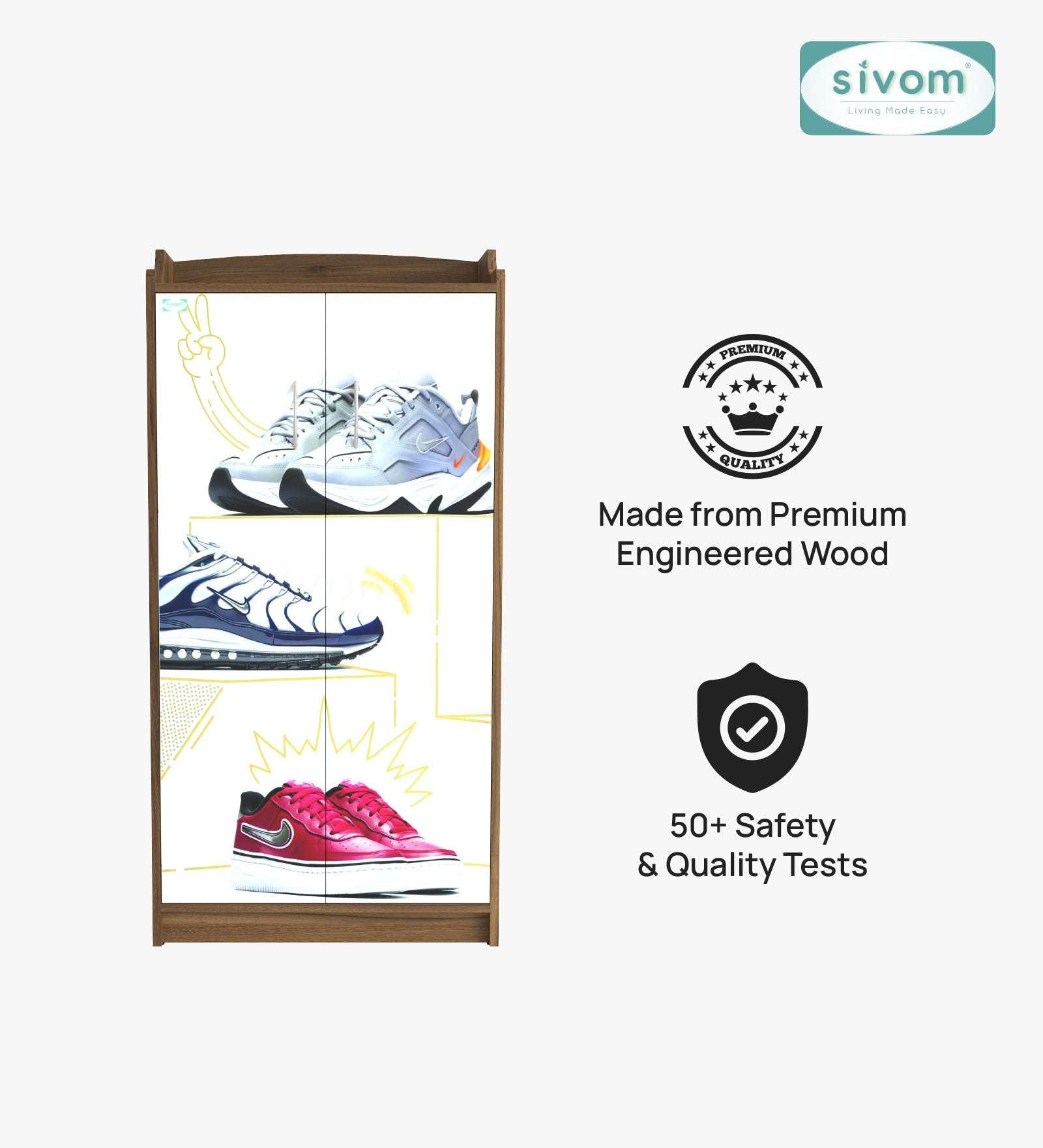 Sivom SIVOM Poland Digital Printed Engineered Wood Shoe Stand for Modern Homes | Elegant Design & Premium Finish